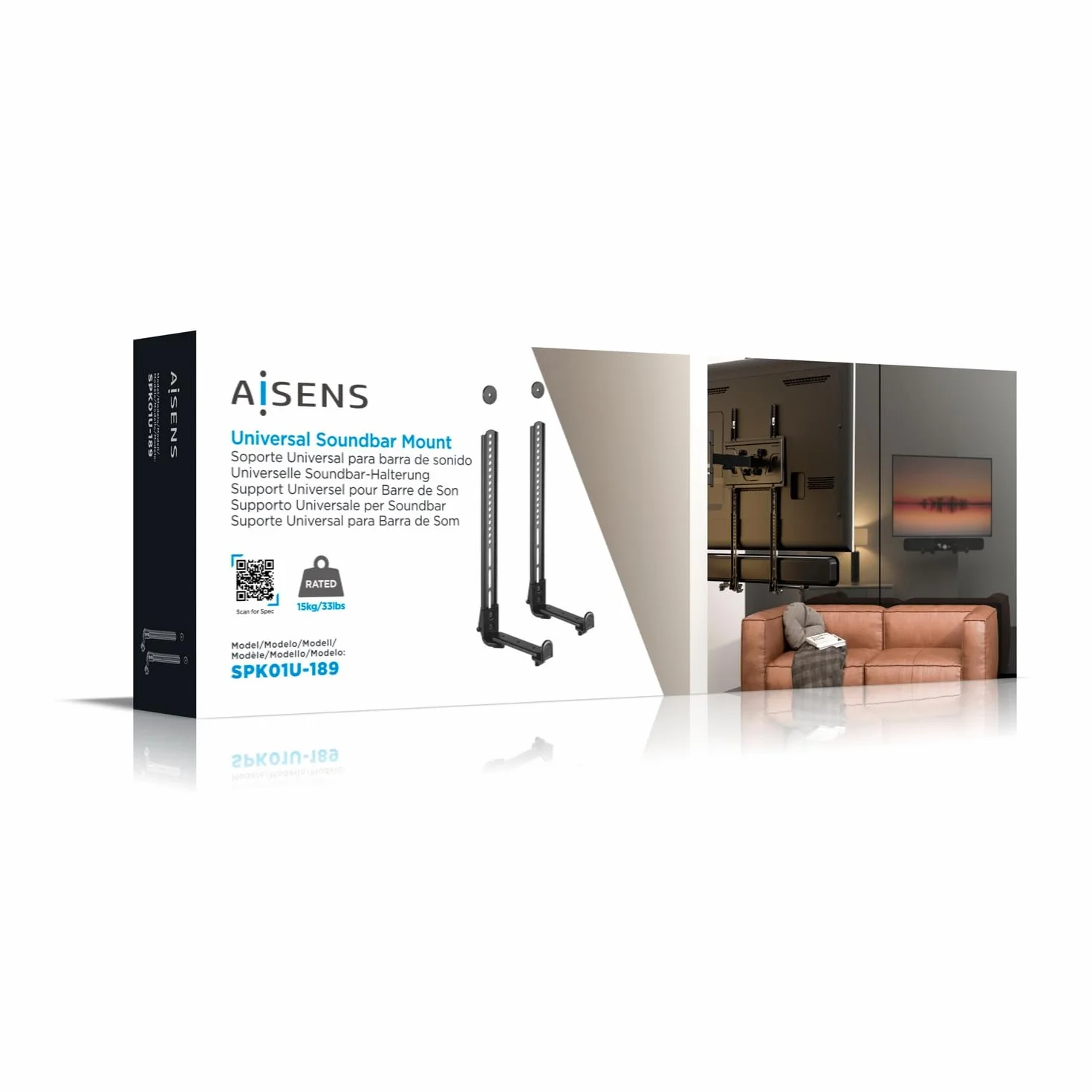 AISENS - SPK01U-189 - Support Universel pour Barre de Son, Noir