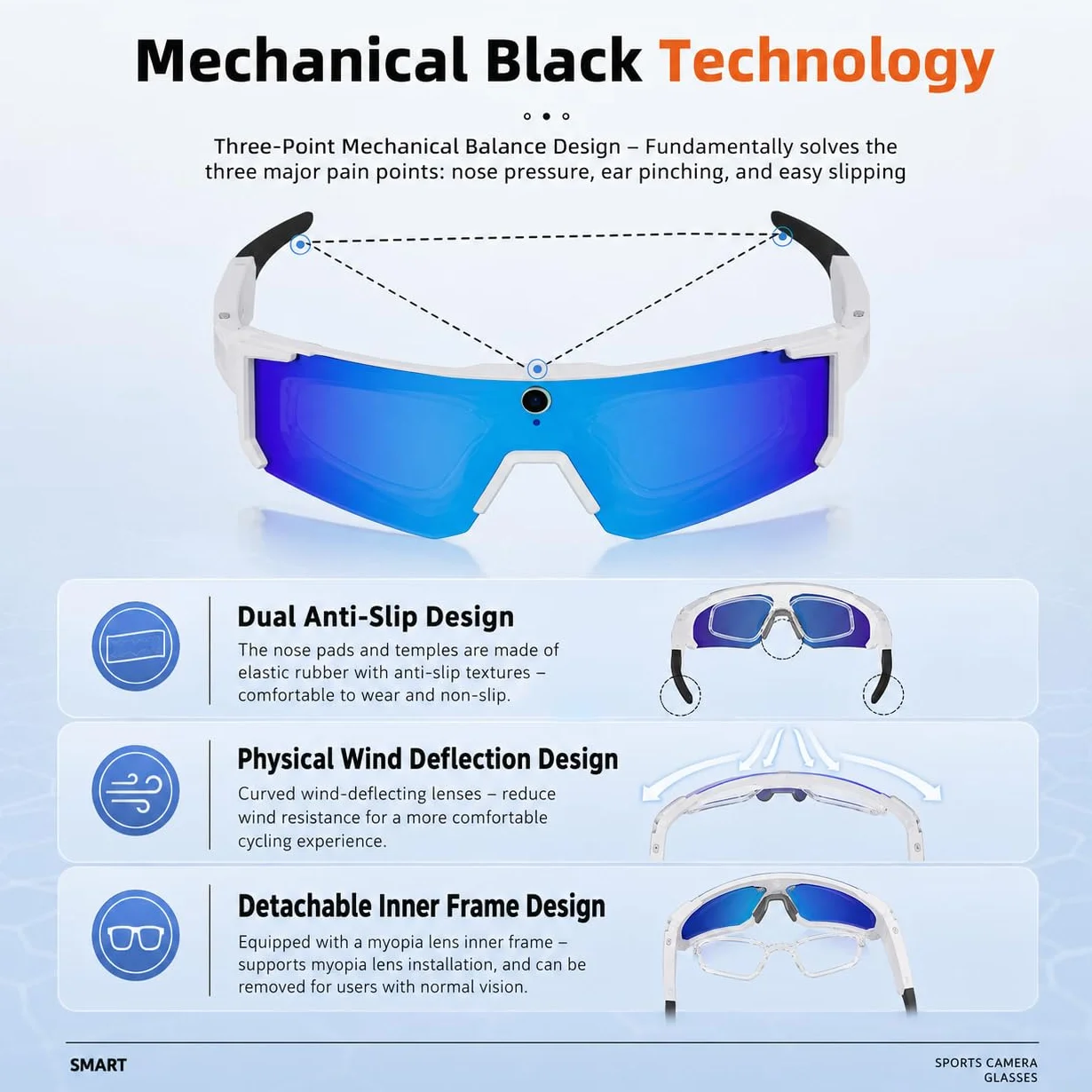 Lunettes Intelligentes 4K AI, Caméra 8MP, Lunettes de Sport Bluetooth avec Commande Vocale, Stabilisation EIS, IP54 pour Le Cyclisme, Le Ski, la Randonnée (Orange Rouge)