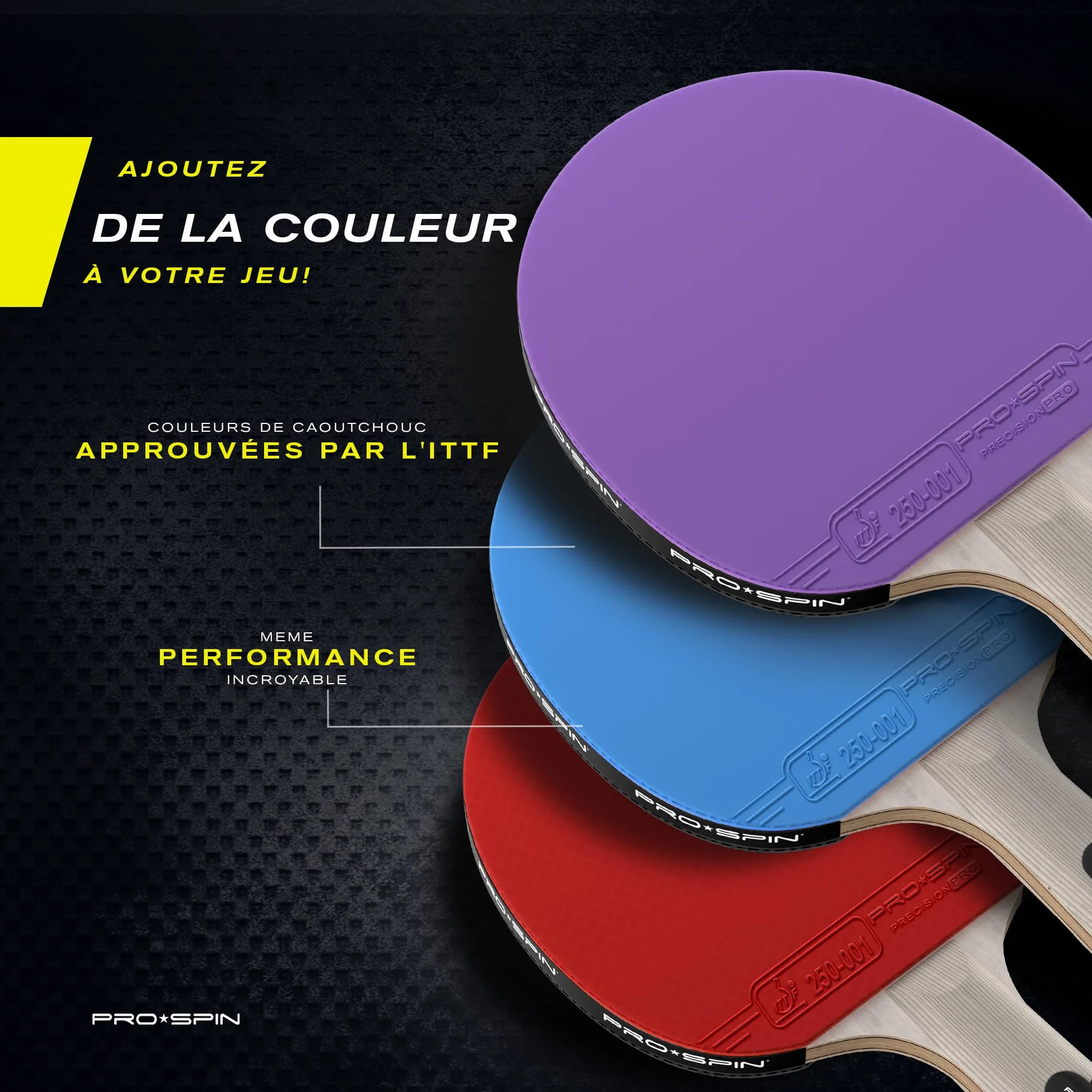 Raquette de Ping Pong PRO-SPIN Série Elite 7 Plis Fibre de Carbone Homologuée ITTF