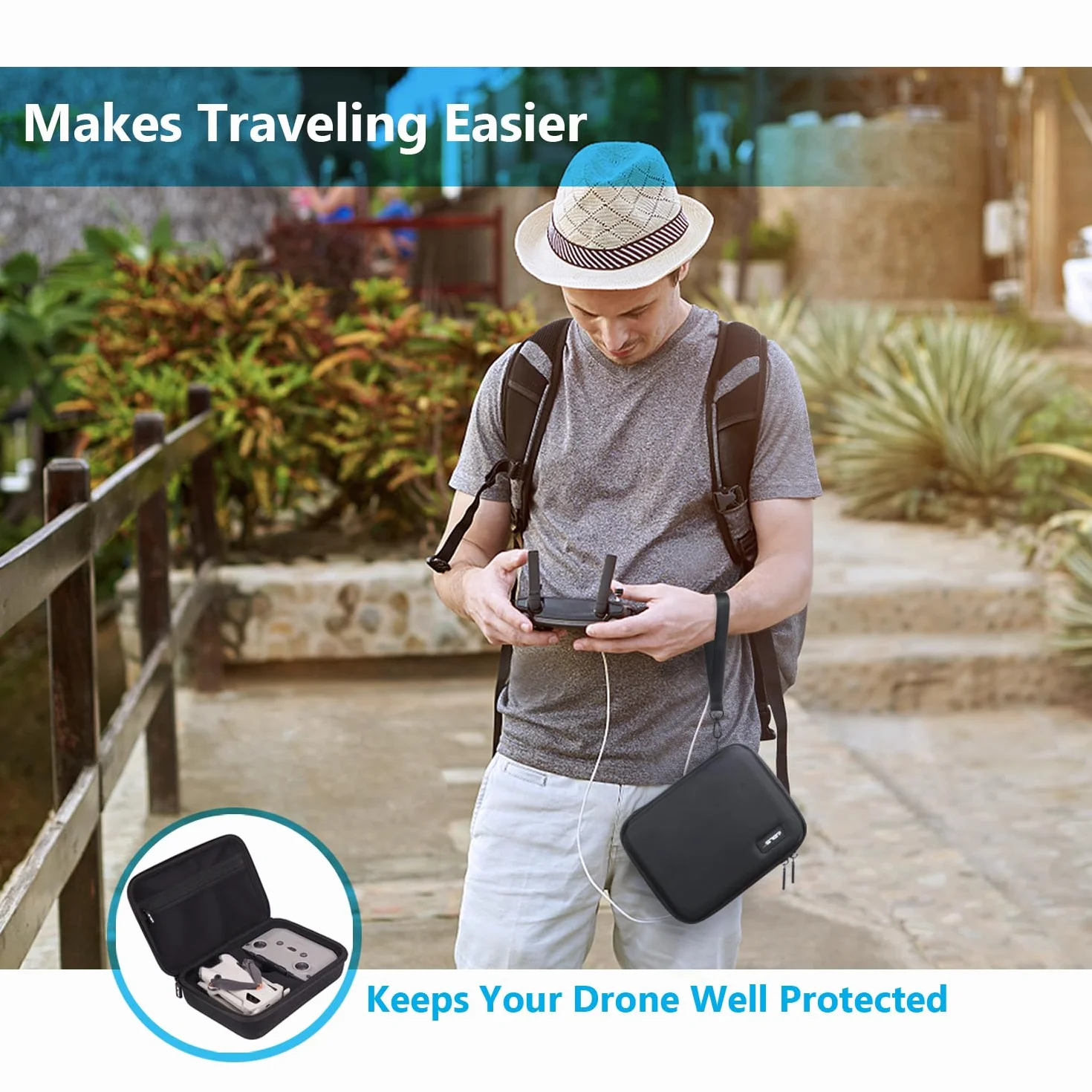 JSVER Étui Case pour DJI Mini 3 Pro, Portable EVA Boîte de Voyage pour DJI Mini 3, Espace de Rangement Sac de Transport pour RC-N2 N3, Noir