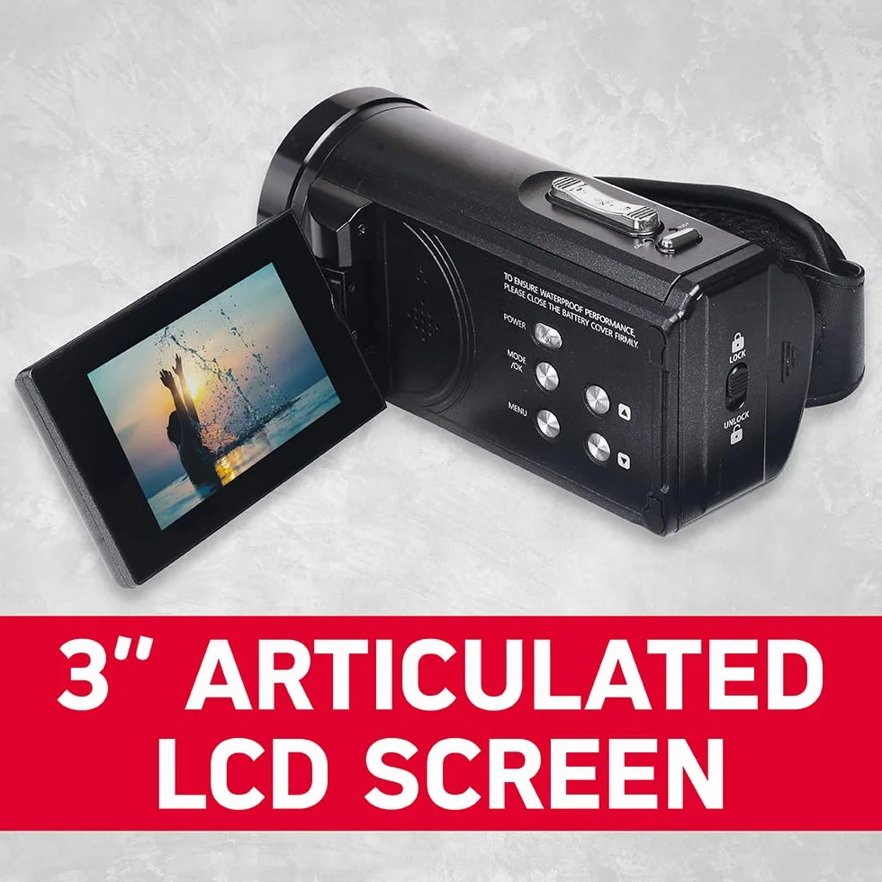 AgfaPhoto Realimove CC4000W Caméscope Étanche 4K Écran Tactile 3'' Zoom Numérique 18x Vidéo 2.7K Photo 24MP Noir