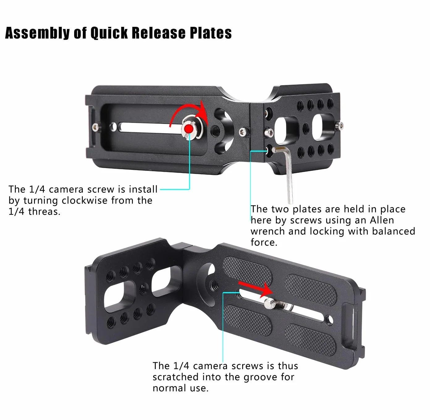 DSLR Camera L Bracket Commutation Verticale Horizontale Trépied Plaque de Dégagement Rapide Compatible avec Canon Nikon Sony DJI Osmo Ronin Zhiyun Stabilisateur Trépied Monopode