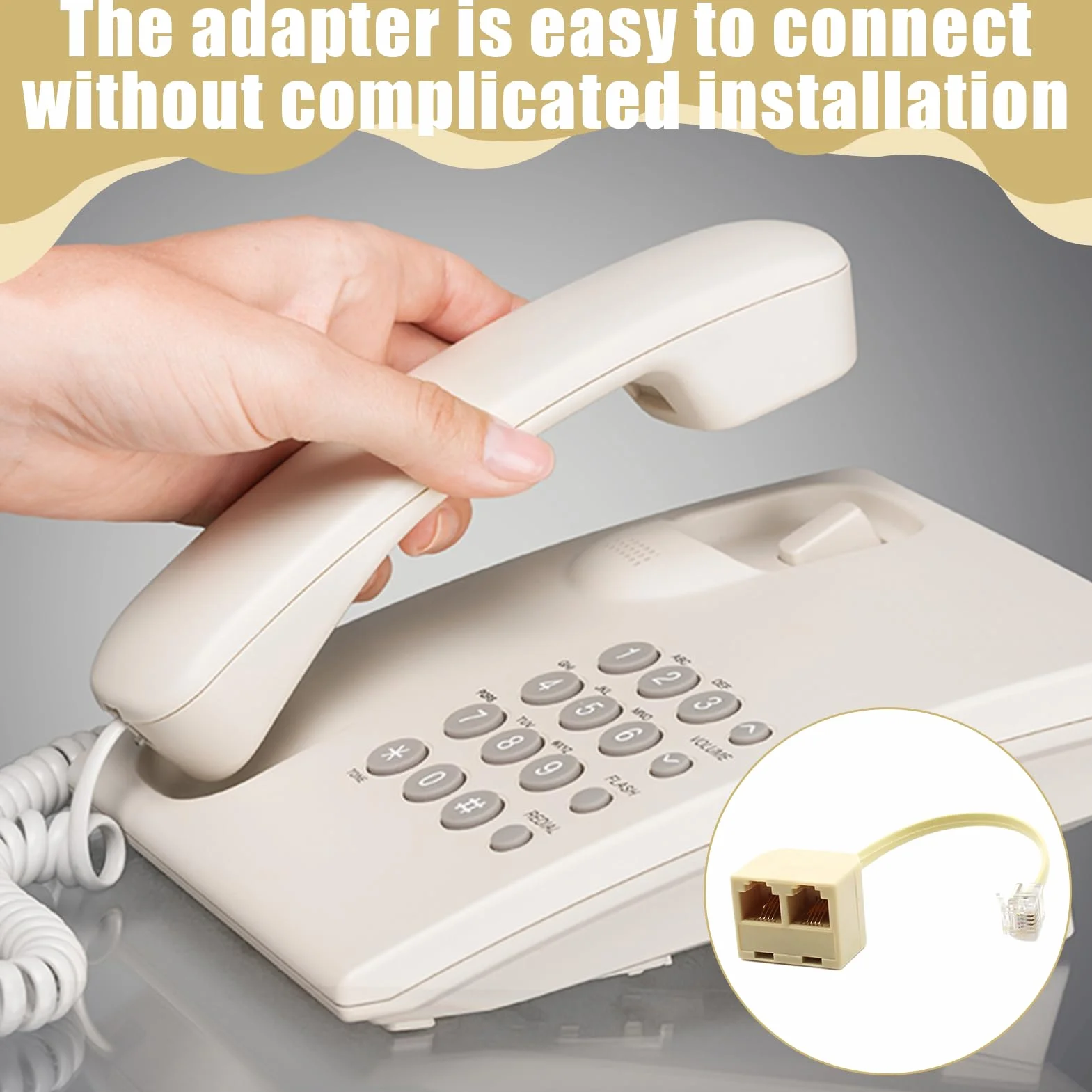 Cable RJ11, Adaptateur Telephone Fixe pour Box 10 Cm, Adaptateurs de Câble Téléphonique avec Répartiteur de Prise RJ11 6P4C, Répartiteur de Téléphone