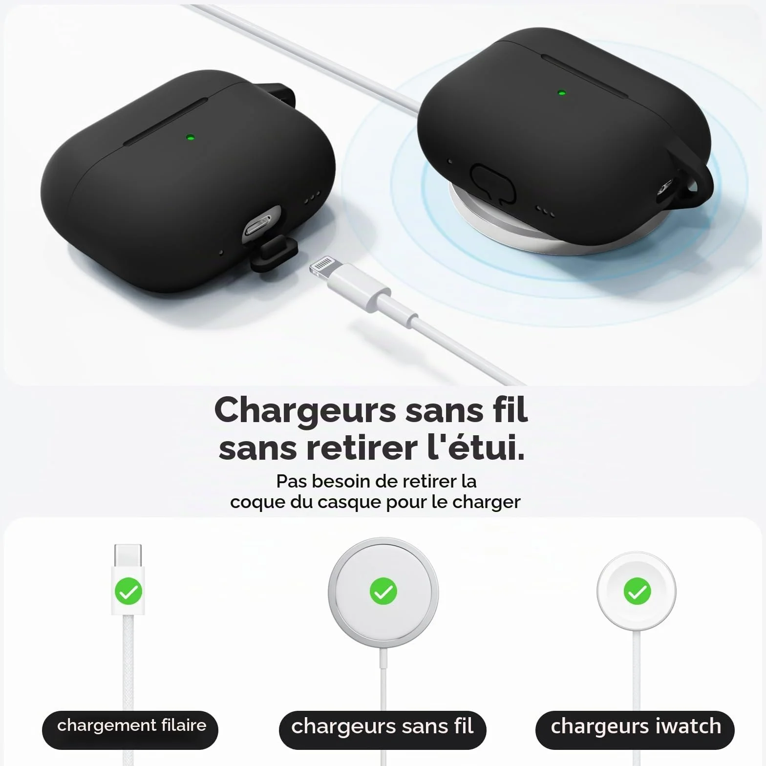 Inesore Compatible with AirPods Pro 3 Case (2025) Silicone Protective Cover for Apple Air Pod Pro 3rd Charging Case Black