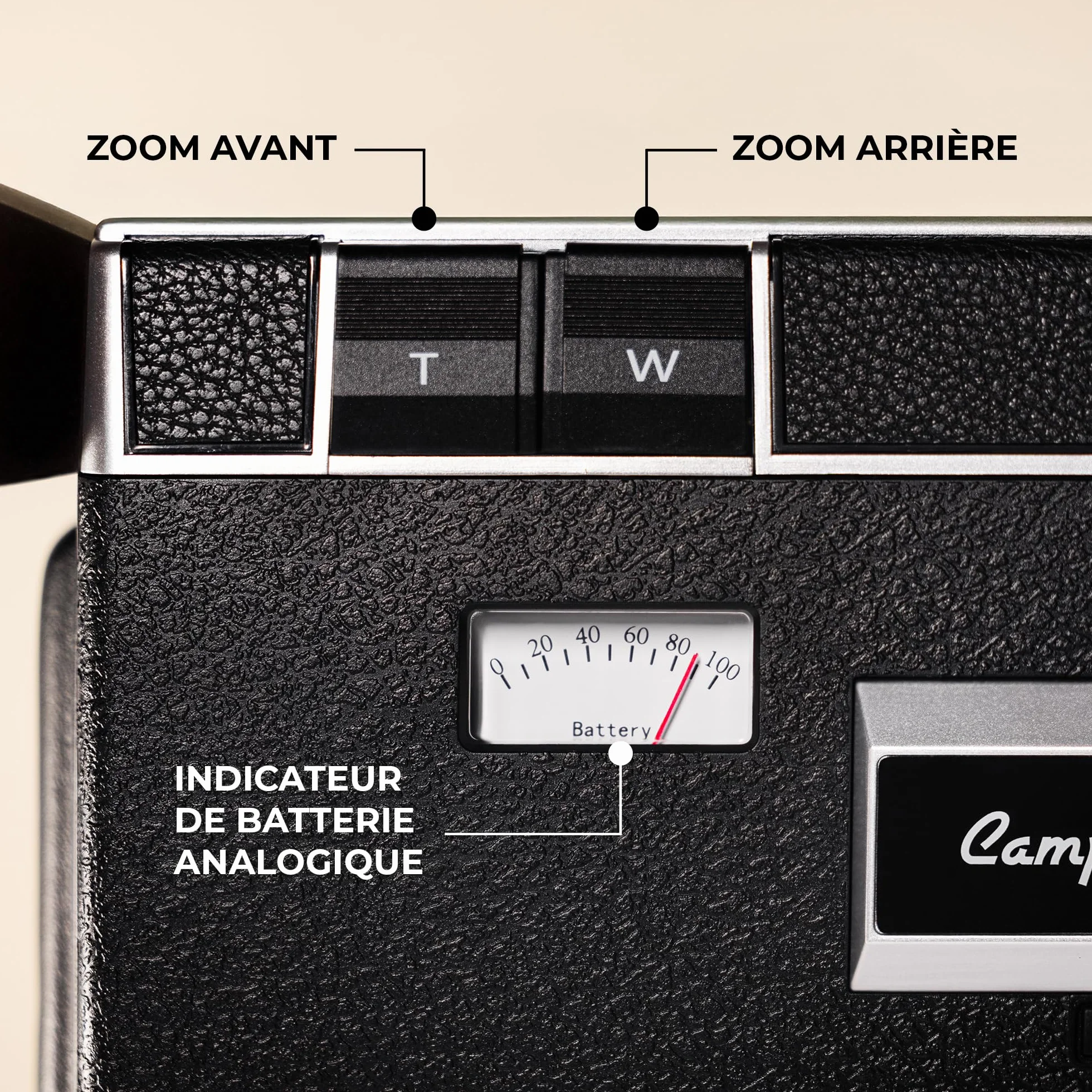 Camp Snap CS-8 Caméscope Numérique 2.7K Zoom Numérique 8X sans Écran avec Filtres Film Personnalisables Carte SD Incluse Batterie Rechargeable USB-C