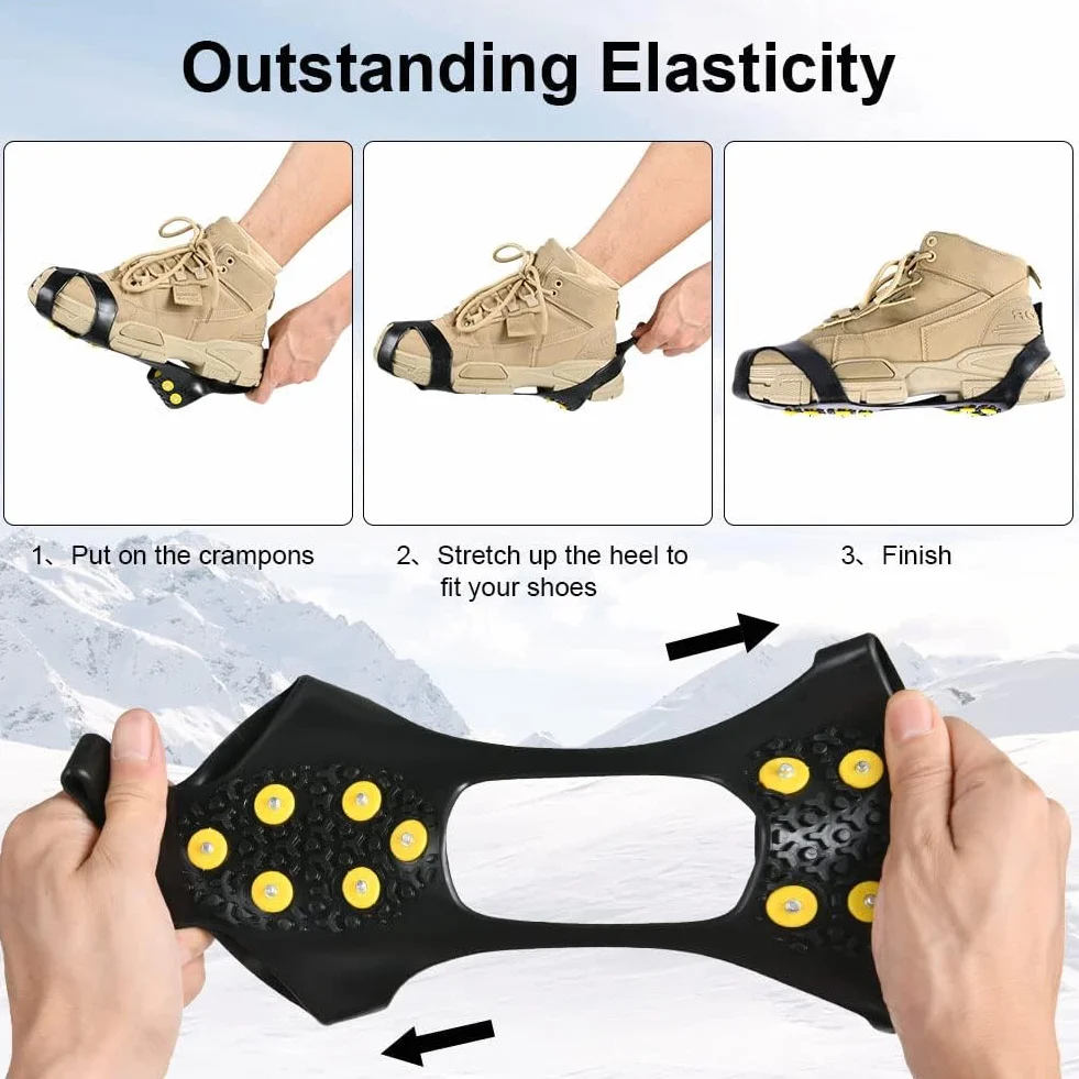 Flintronic Crampons à Neige Antidérapants en Acier Inoxydable pour Chaussures, Griffes à Glace Universelles