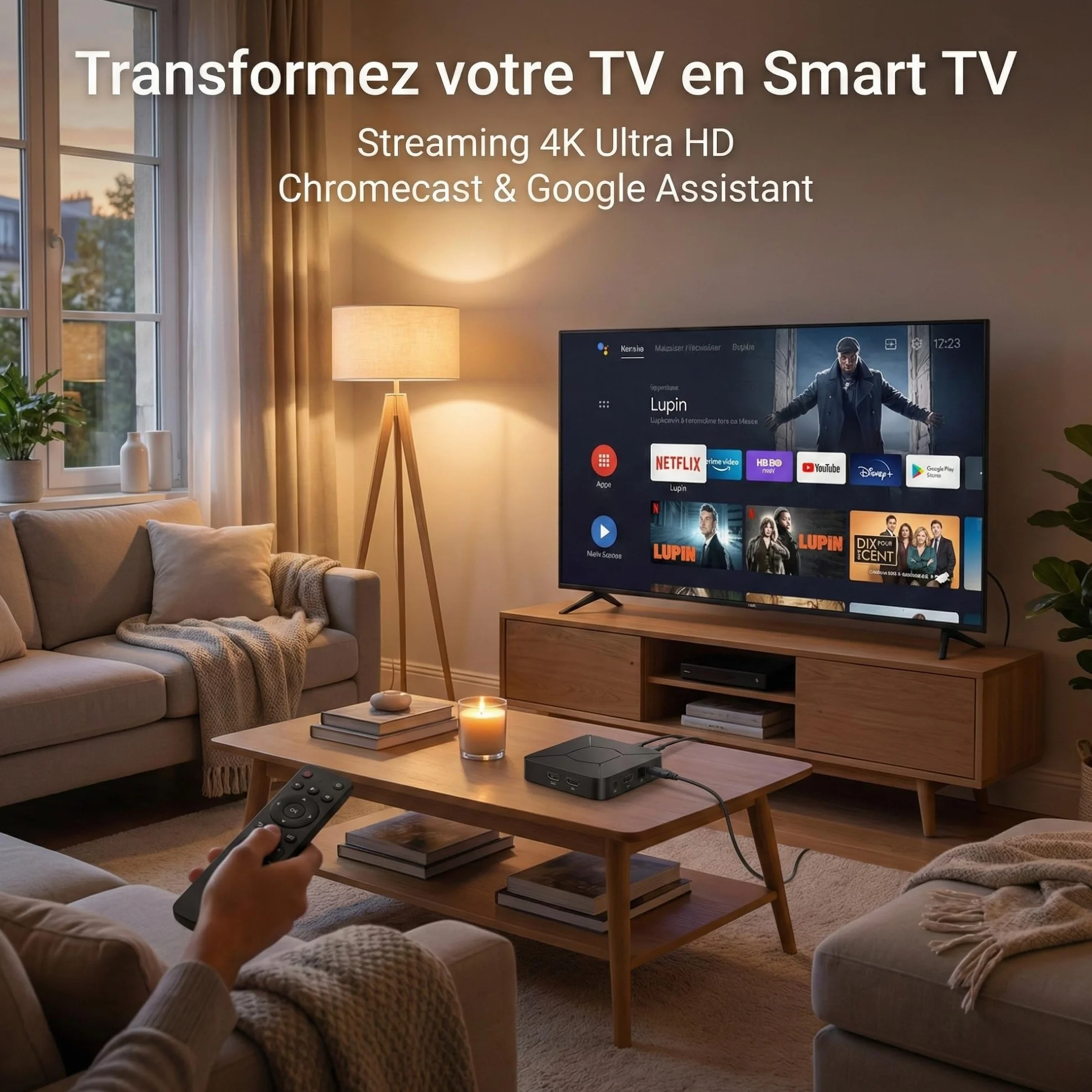 Android TV Box 4K with Chromecast, Smart TV Box Streaming Device, WiFi & Bluetooth, Google Assistant, Netflix Support, Multimedia Player, IPTV Ready, Home Entertainment Solution