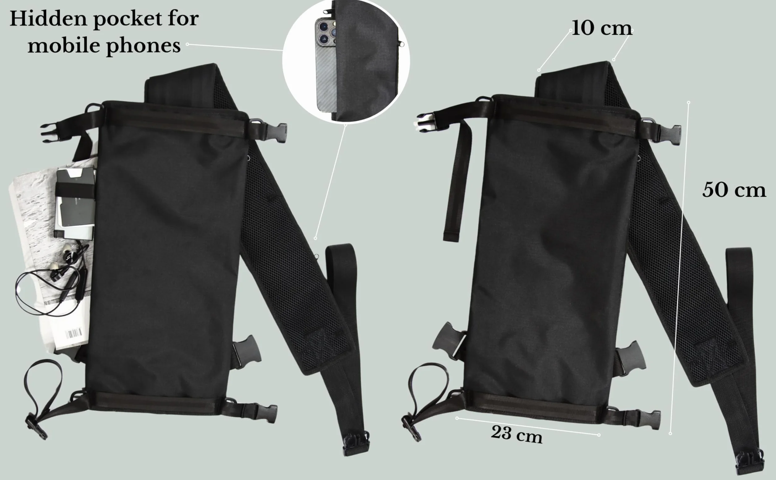Sac Skateboard imperméable avec Poches secrètes, Sac à Dos réglable pour Planche à roulettes