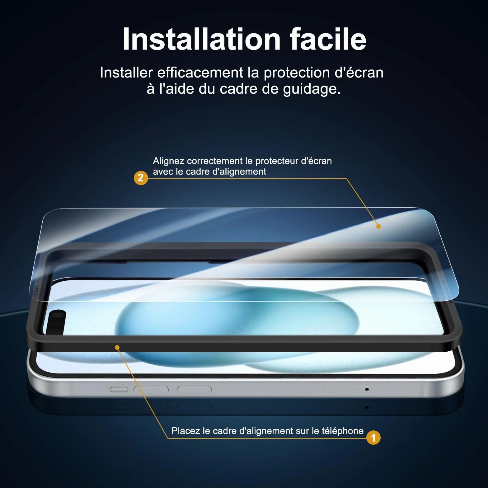 NEW'C Kit de 6, 3 x Verre Trempé pour iPhone 15 (6,1 Pouces) et 3 x Protection Caméra Arrière - Kit Outil d'Installation Facile + Bouchon Anti-Poussière -Anti Rayures - Ultra Résistant-HD Transparent