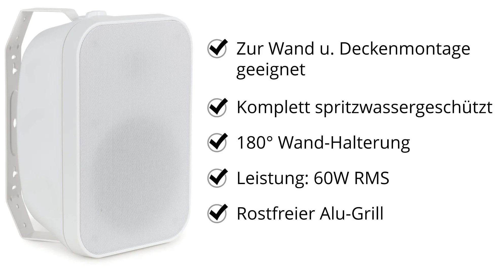 McGrey OLS-651WH Enceintes Extérieures Lot de 2 - Système Deux Voies - IP56 - pour Restaurant, Biergarten, Terrasse & Jardin - Woofer 6,5" et Tweeter 1" - 60 Watts - Compatible 70/100V - Blanc