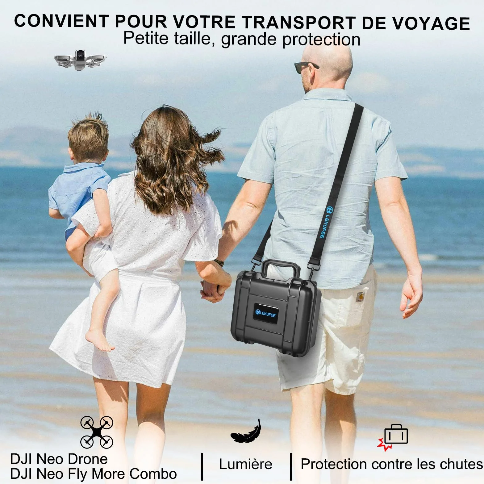 LEKUFEE Boîte Rigide étanche et Portable pour Drone DJI Neo 1, Bundle Fly More DJI Neo 1, télécommandes RC-N3, RC-N2 et Accessoires (étui Seulement)