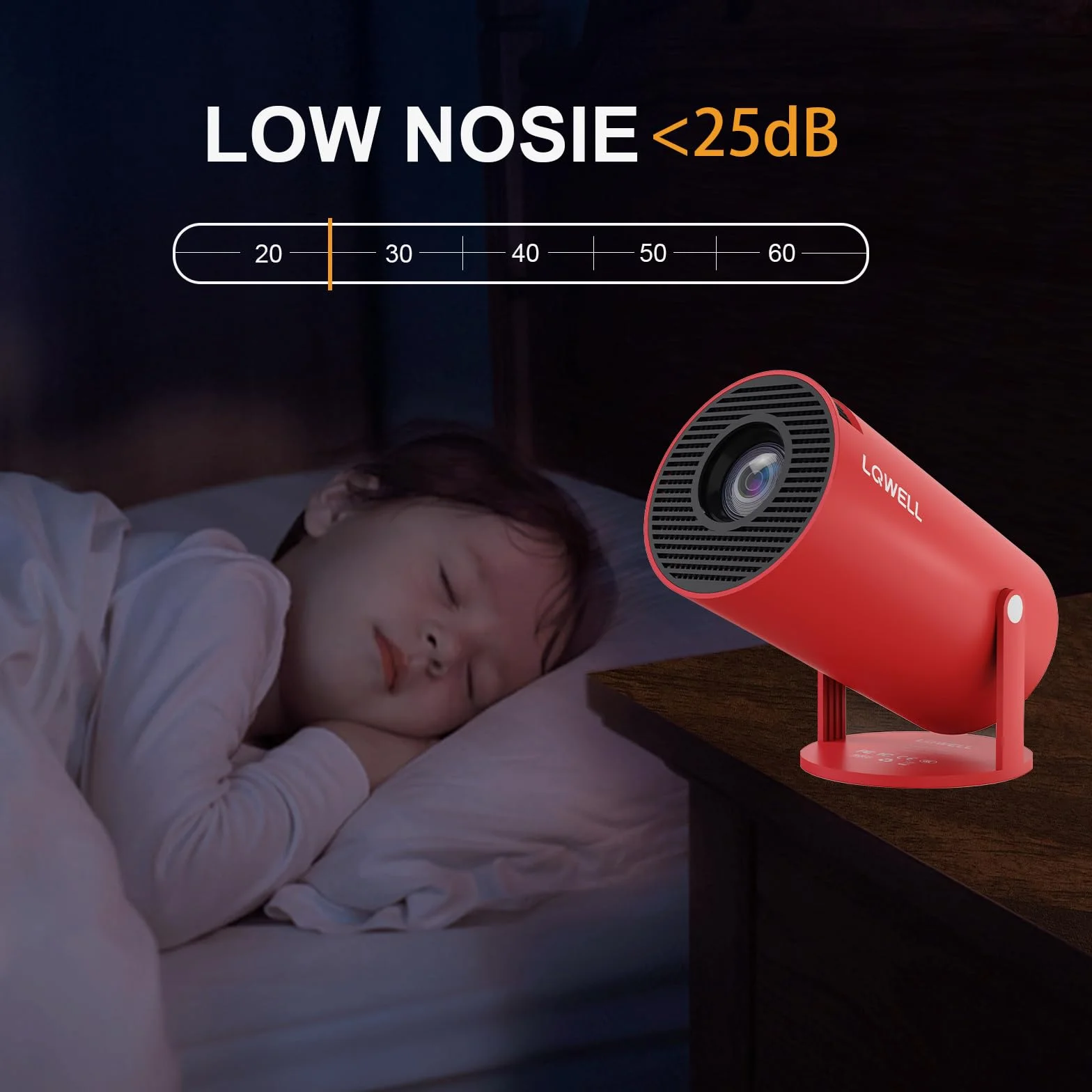 LQWELL Mini projecteur Wi-Fi 5G BT5.0 Android 4K HDMI 130 Pouces Home Cinéma