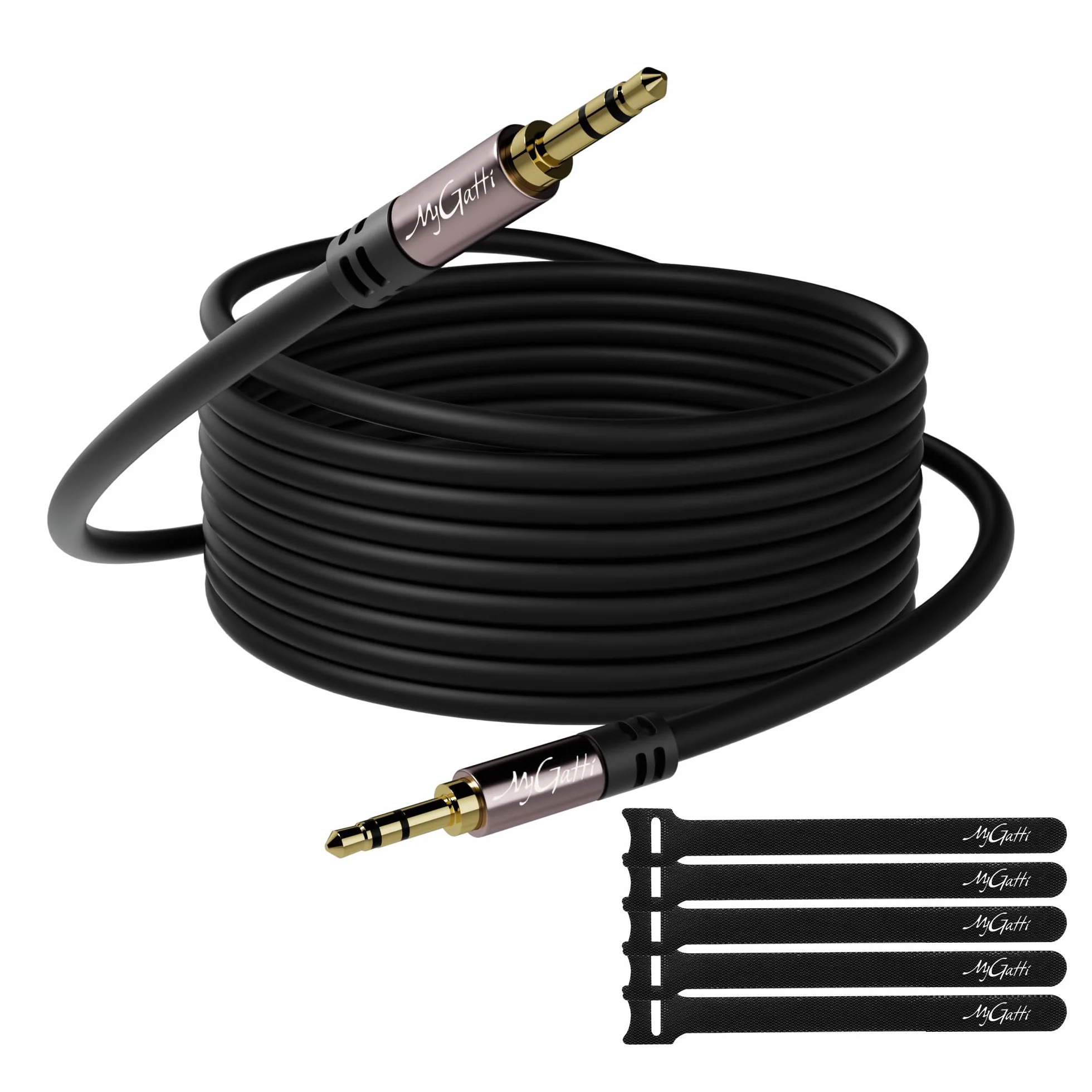 5m Câble auxiliaire jack 3,5 mm,Câble jack audio stéréo,pour voiture, écouteurs, téléphone portable, tablettes, haut-parleurs, lecteurs MP3/MP4, etc.avec 5 serre-câbles
