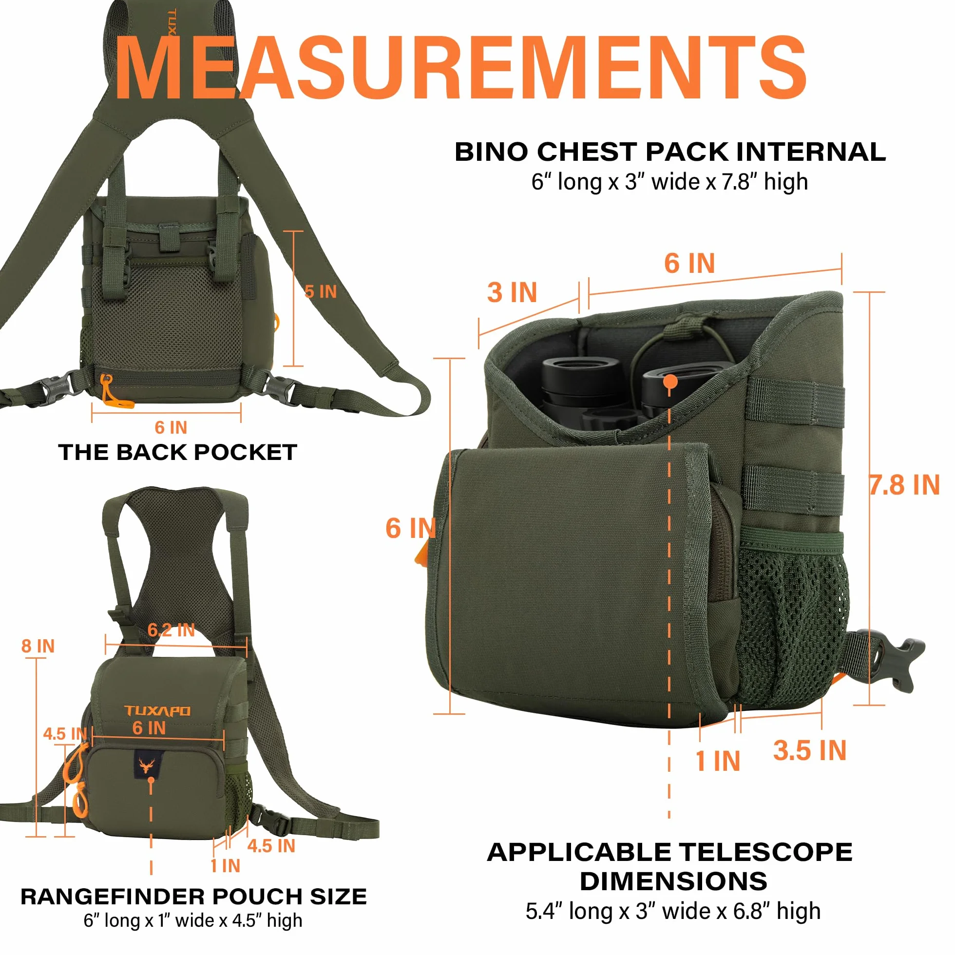 Harnais Binoculaire Poitrine Pack avec Pochette Télémètre pour Chasse Randonnée Tir