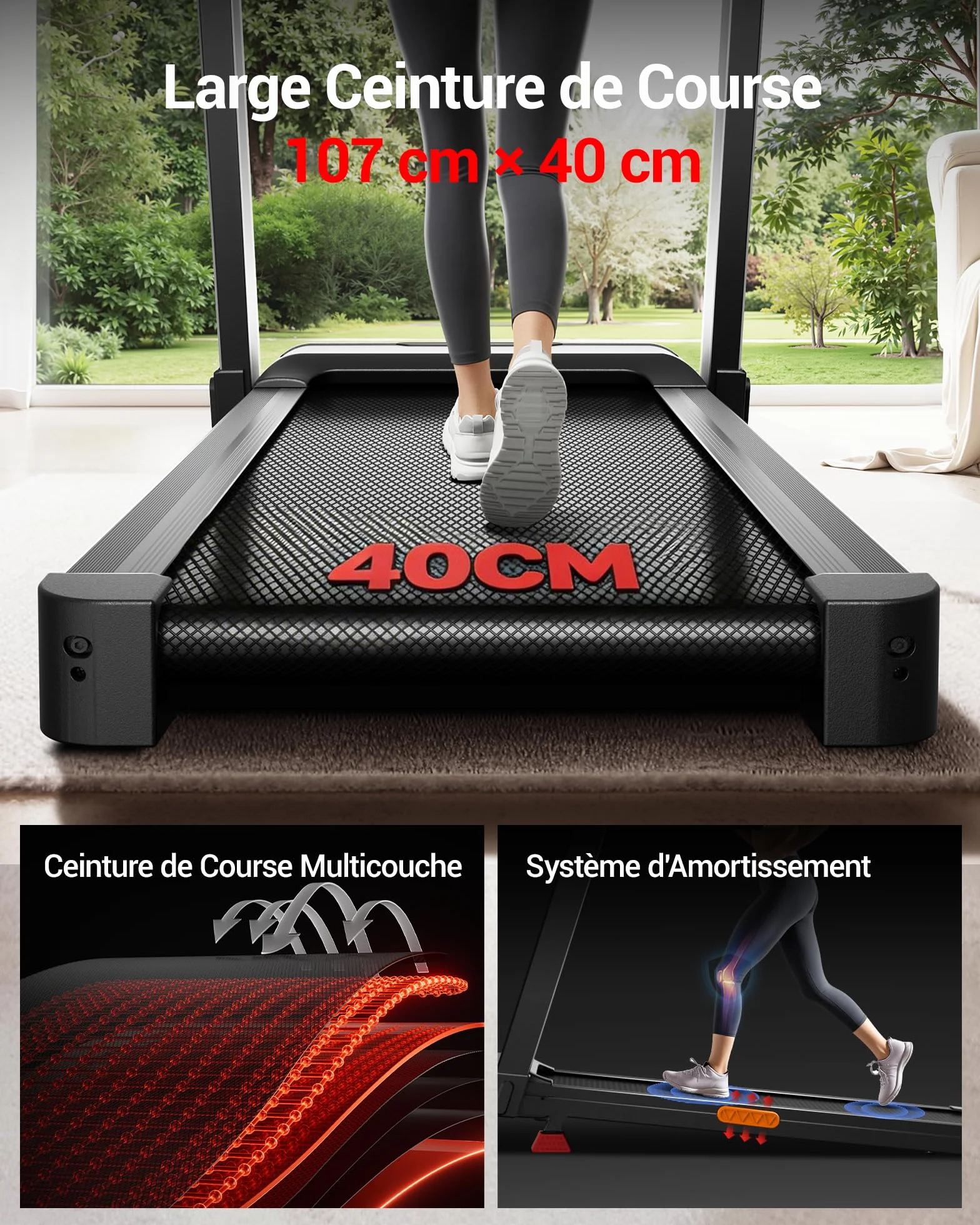 UMAY Tapis de Course Pliable Inclinable 16%, 14KM/H, 3,5CV, Charge Max 180KG