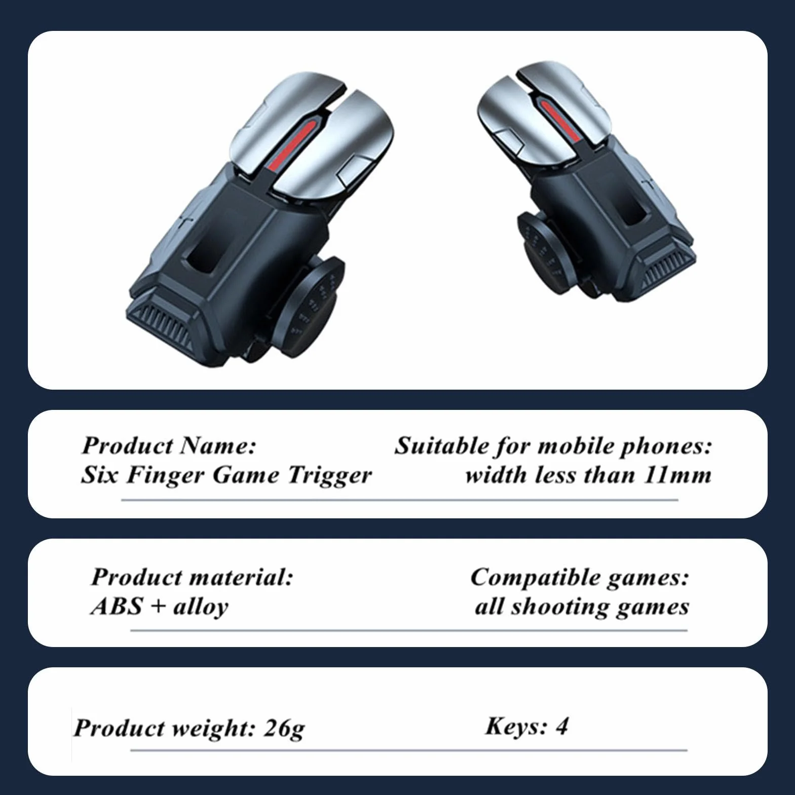 Déclencheurs De Jeu pour Téléphones, Contrôleur De Jeu Gachette, Déclencheur De Contrôleur De Jeu, L1R1 Manette De Jeu pour PU-BG Téléphone Intelligent, Manettes De Contrôleur Sensibles
