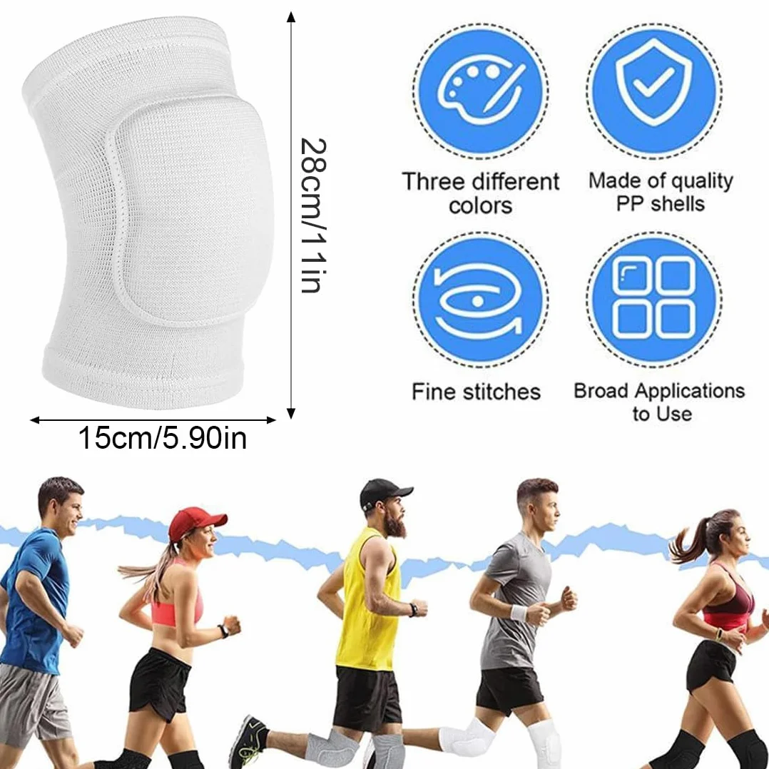 EIHI Genouillères de Protection Sport Antidérapante Soft Knee Pad Volleyball Course Danse Tennis Blanc L