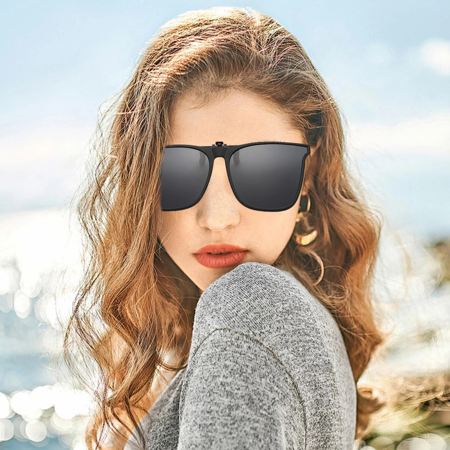 Lunettes Polarisées Rabattables À Clipser Protection UV Pour Pêche Conduite Voyages