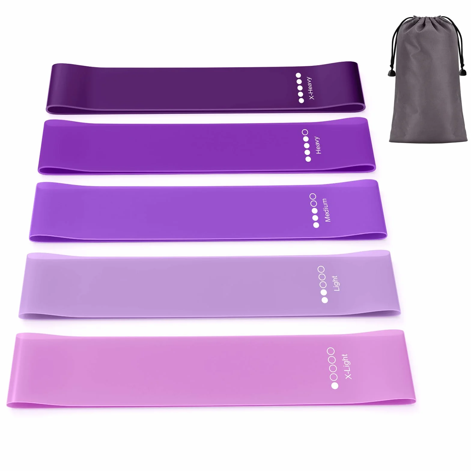 Bande Élastique Musculation Lot de 5, 5 Niveaux de Force, Fitness Pilates Yoga avec Sac de Rangement