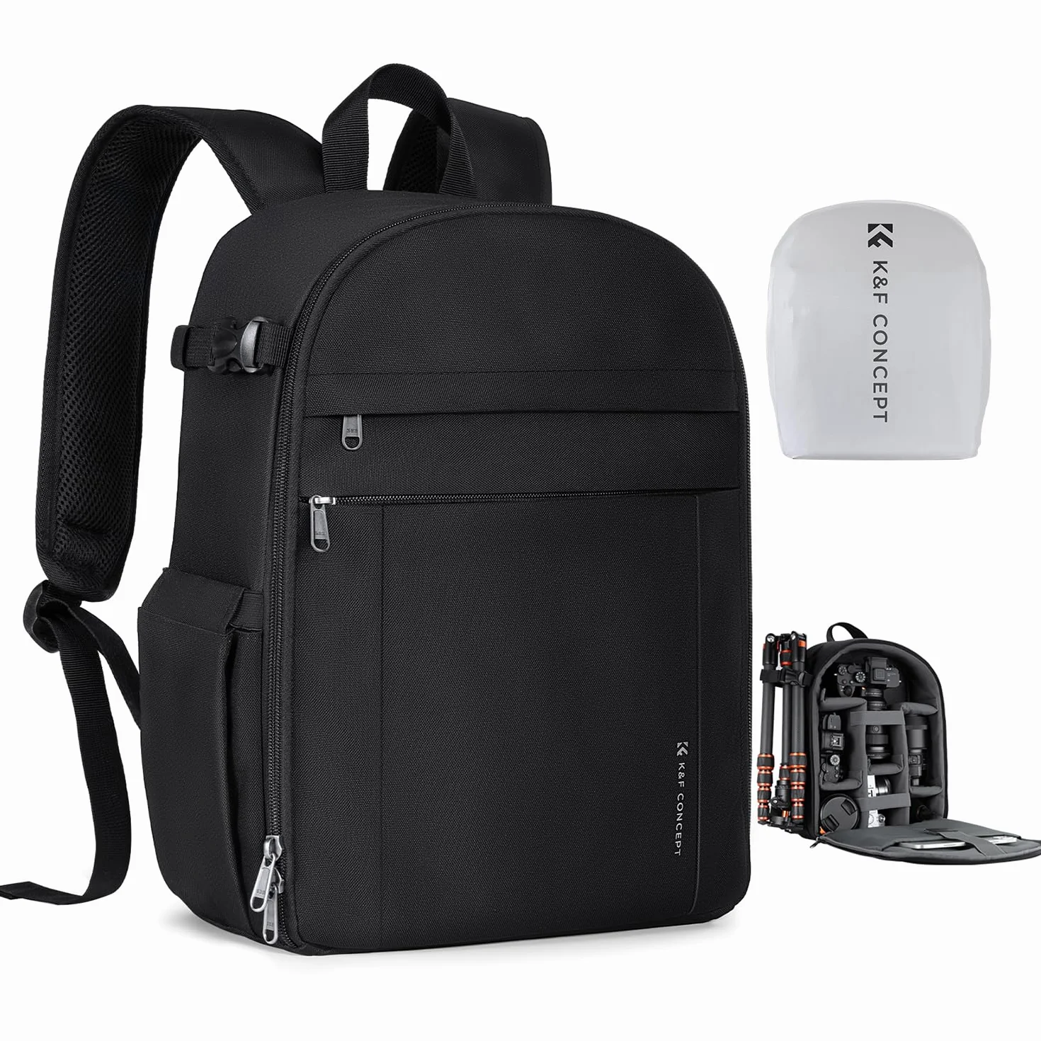 K&F CONCEPT Sac à Dos pour Appareil Photo Compact, sac photo avec housse de pluie, compartiment pour ordinateur portable, Sacoche pour reflex trépieds objectifs