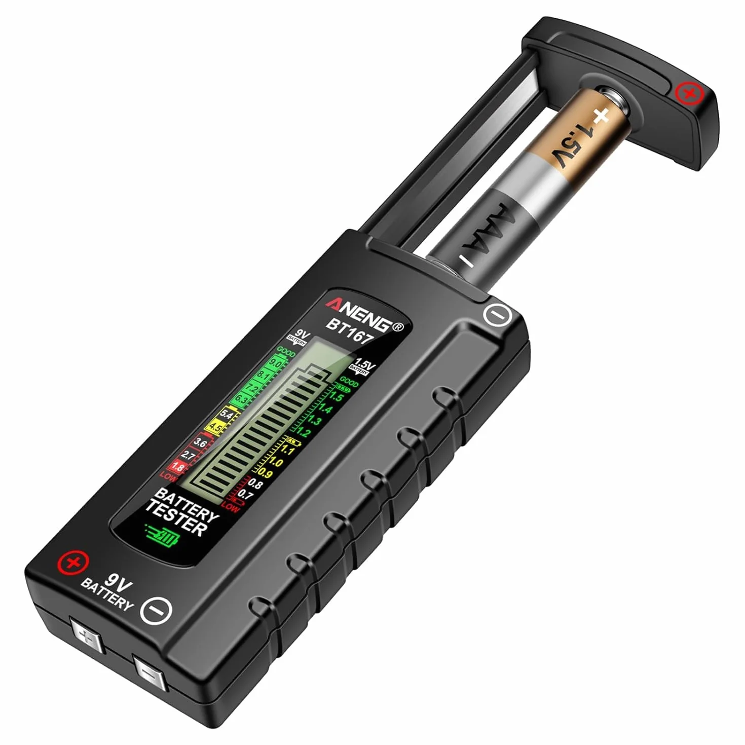 VOBOR Testeur de Piles Numérique Universel, Écran LCD, Battery Tester pour Piles AA AAA C D 9V 1,5V Pile Bouton