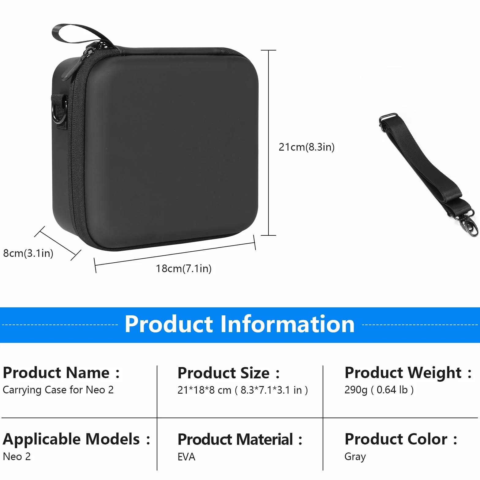 FPVtosky Neo 2 Étui de Voyage, Sac de Voyage en PU Portable pour Accessoires de Drone DJI Neo 2 [Seulement Le Sac]