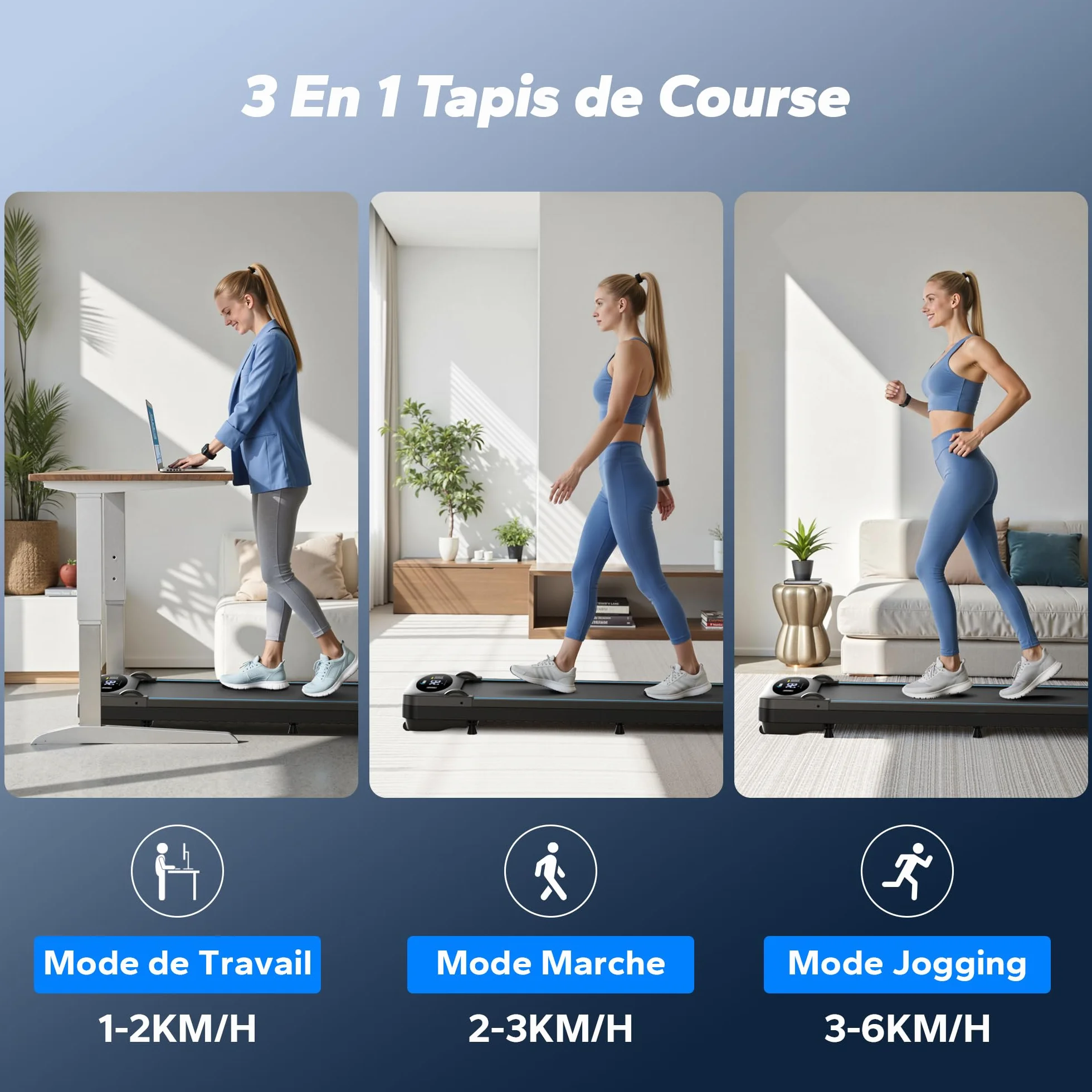 MERACH Tapis de course sous bureau 2 en 1 10 km/h 40 dB silencieux avec télécommande
