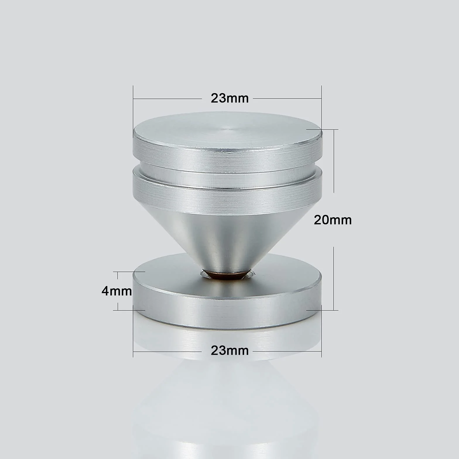 Haut-Parleur Pointes de Découplage, 8 Pièces Pieds Enceintes HiFi avec Base Pad Tapis, 16 Pièces Tampons adhésifs, Support pour Lecteur CD, DVD, Audio Isolation, Argent