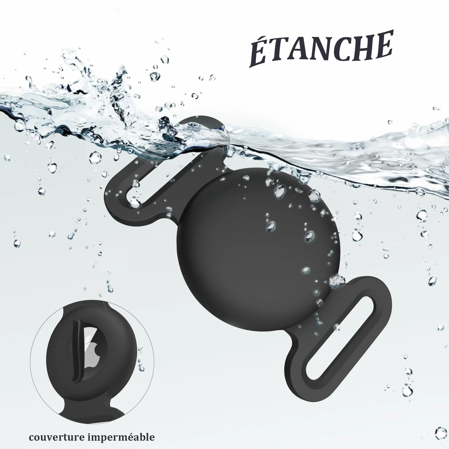 Vancle Airtag Étuis Collier pour Chien et Chat, Coque en Silicone Étanche pour Apple AirTag GPS Finder, 1pc Housse de AirTag Protection pour Pet Colliers de Compagnie Anti-Perte Porte-clés AirTag
