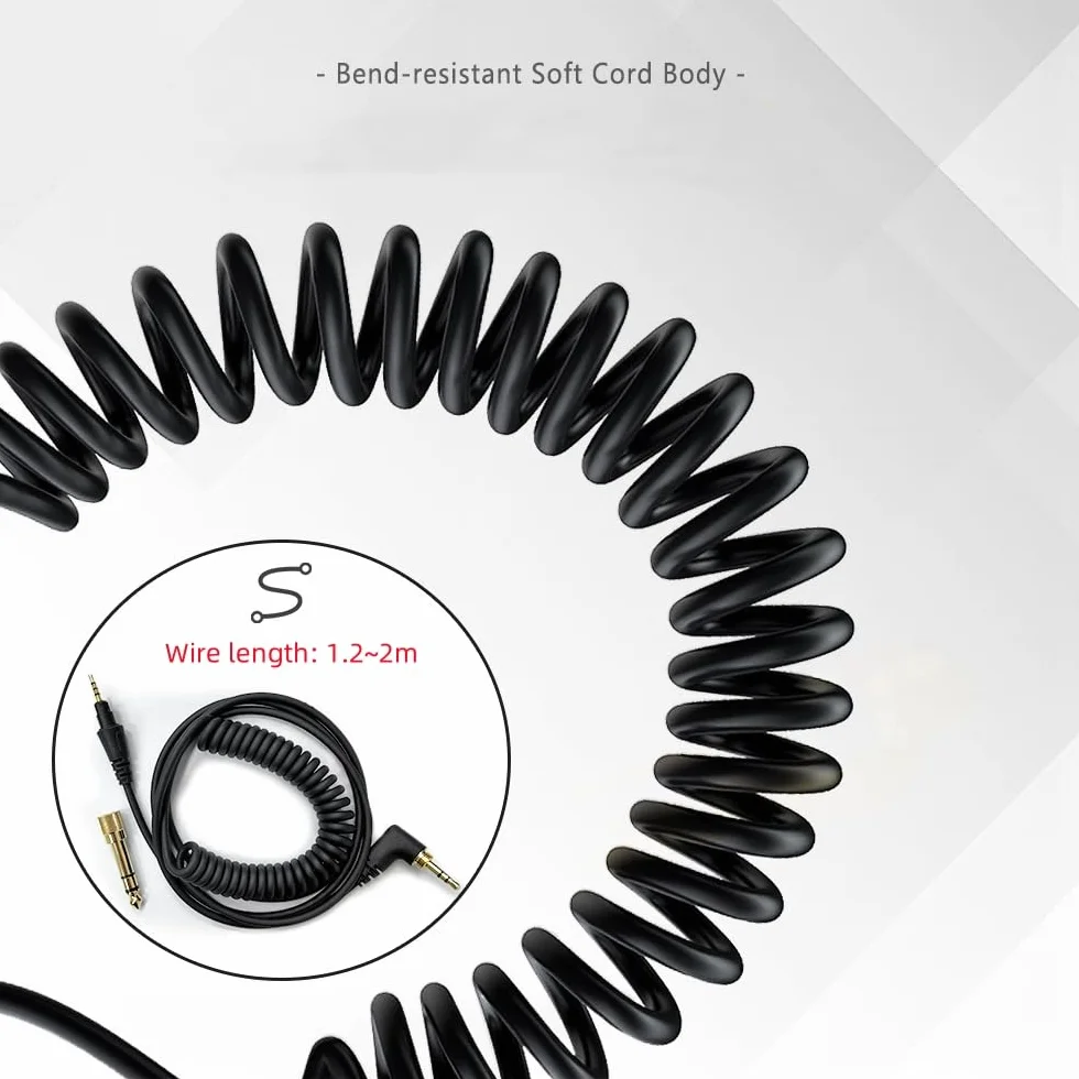 Câble audio pour Pioneer DJ HDJ-CUE1 HDJ-X5 HDJ-X7 HDJ-S7 HDJ-CX Casque, 3,5 mm à 2,5 mm Câble rétractable à ressort, avec 6,35 mm Adaptateur (1,2~2m)