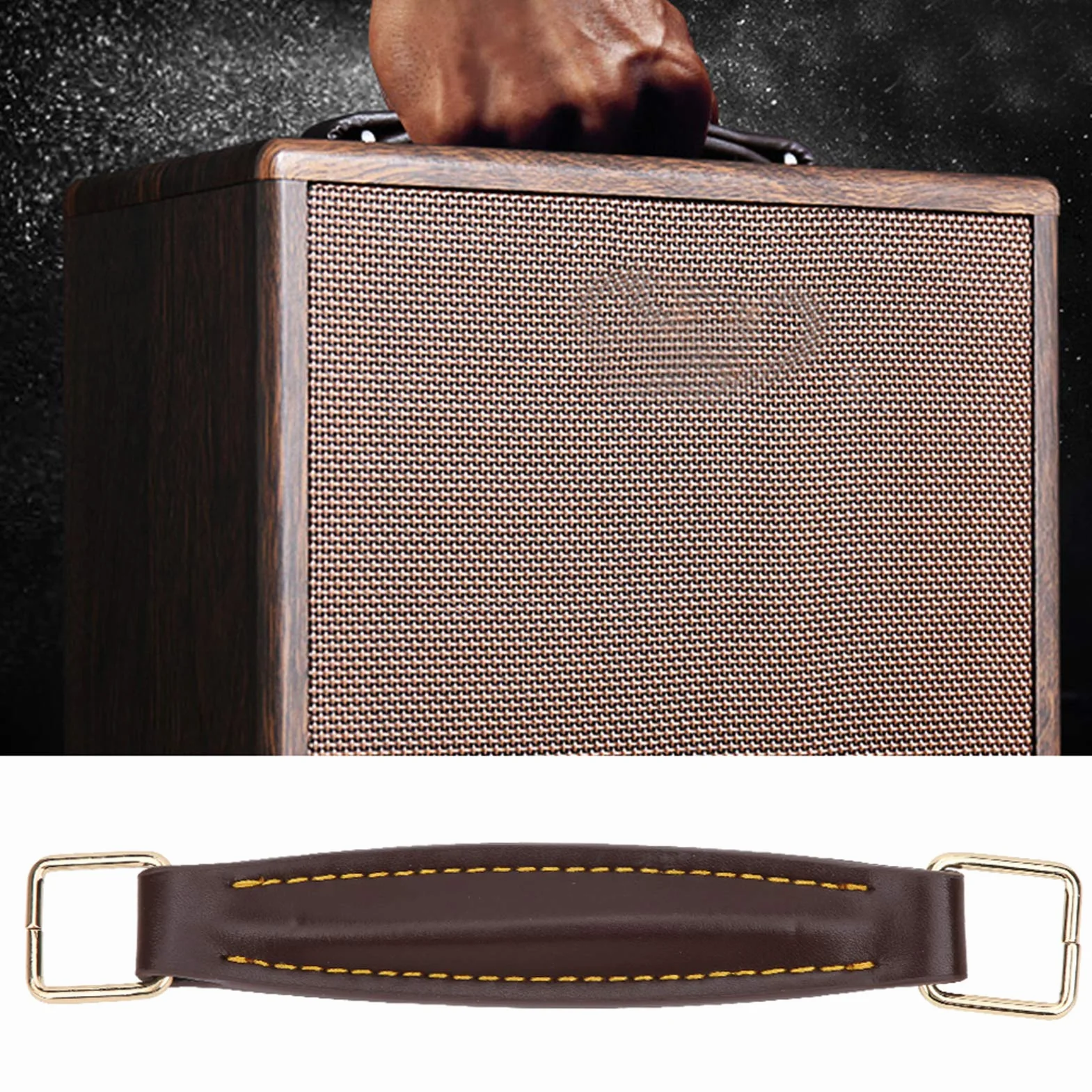 Poignée de haut-parleur de guitare en cuir PU, poignée d'amplificateur interne renforcée en acier pour haut-parleur de guitare (marron), haut-parleur