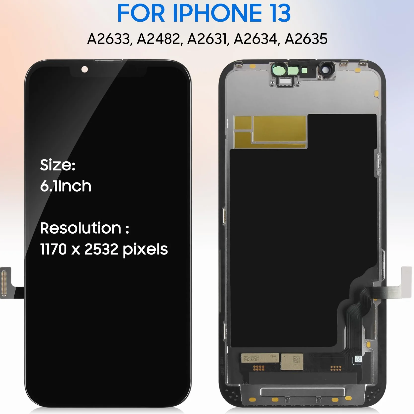 LADYSON Écran pour iPhone 13 Écran LCD pour iPhone 13 A2633 A2482 A2631 A2634 A2635 LCD Affichage Écran Tactile Numériseur Kit de Remplacement + Outil (Incell, Non Original)