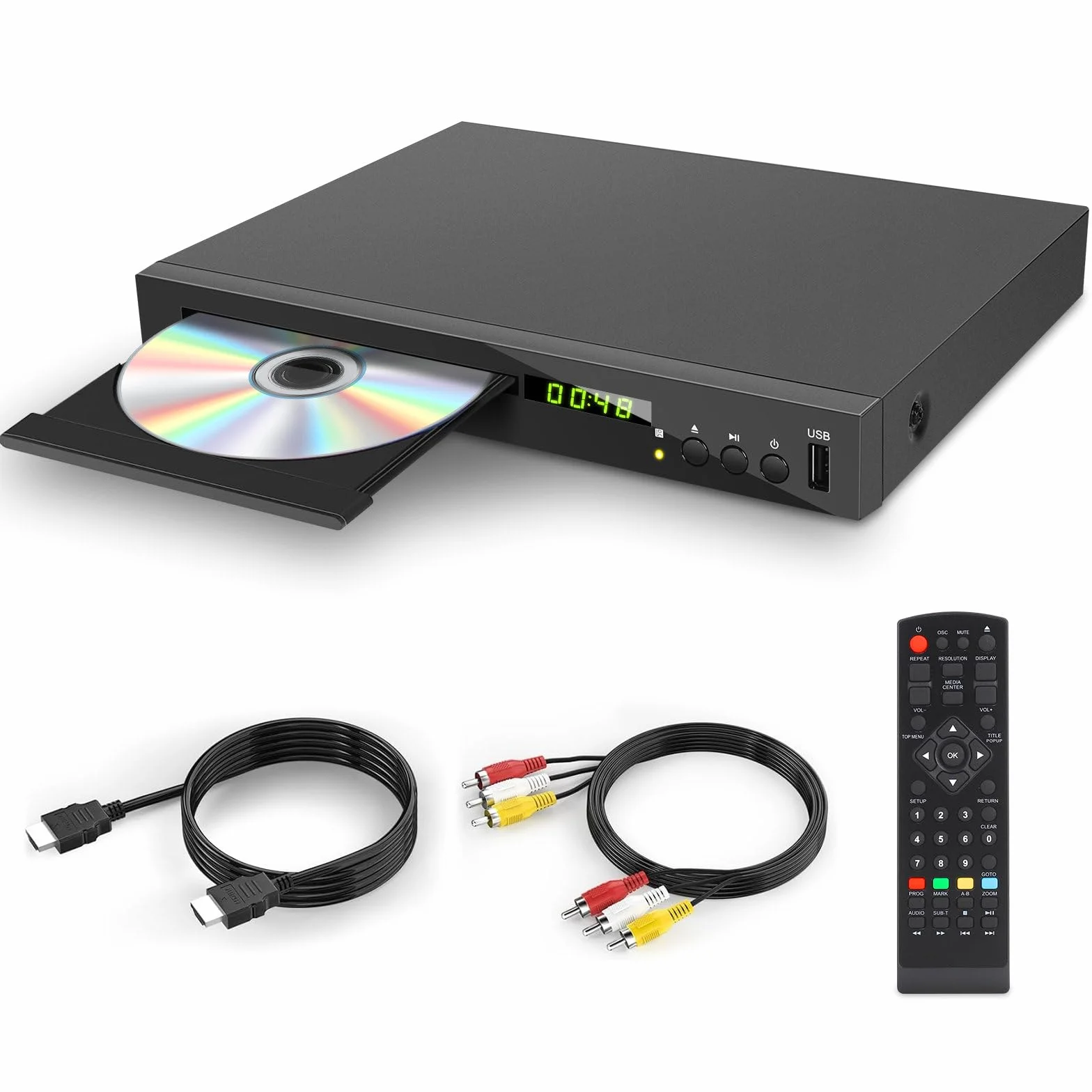 Lecteur Blu-Ray pour Téléviseur (Région 2), Compact Lecteur CD DVD Multizone avec Sortie Coaxiale AV HDMI Entrée USB, Prise en Charge clé USB, Lecture des Disques Blu-Ray de la Région 2