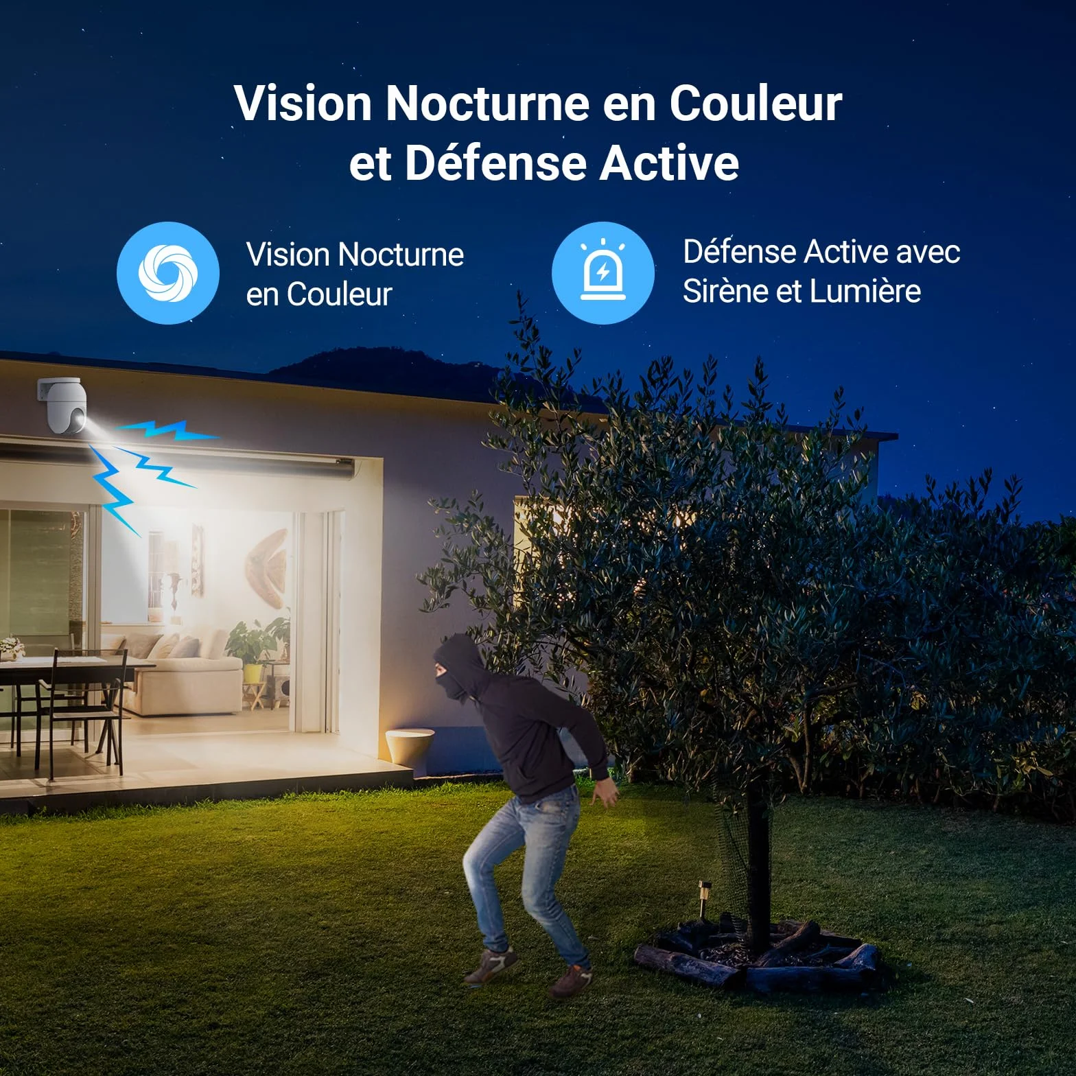 EZVIZ C8c 2MP Camera Surveillance WiFi Extérieure à 360° avec Suivi Auto-Zoom, Détection de Forme Humaine, Vision Nocturne en Couleur, Audio Bidirectionnel, IP65 Etanche, Défense Active