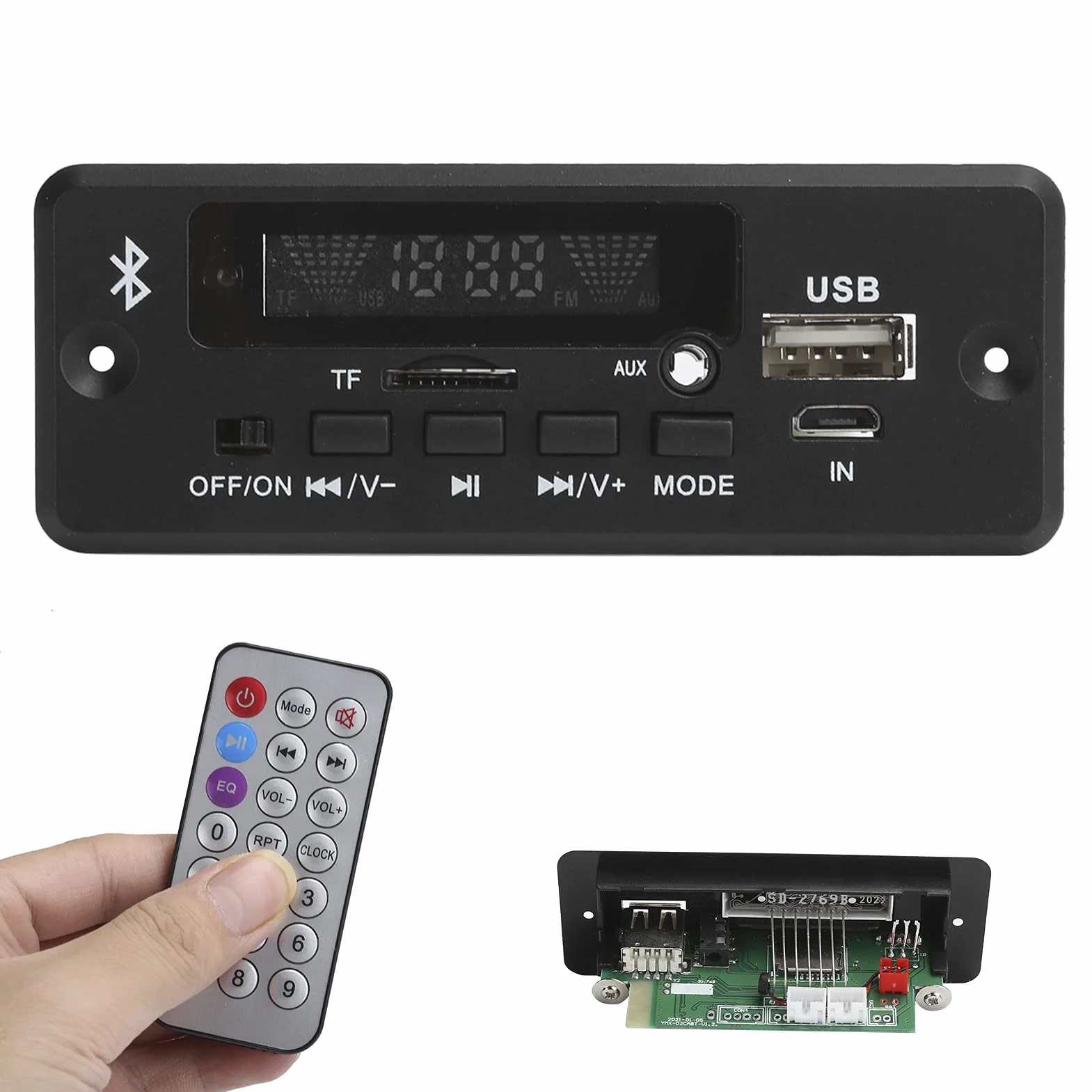 Carte Décodeur MP3 5.0 Contrôle Application Appel Mains Libres USB/SD Automobile Entrée AUX Radio FM Alimentation 3,5AUX