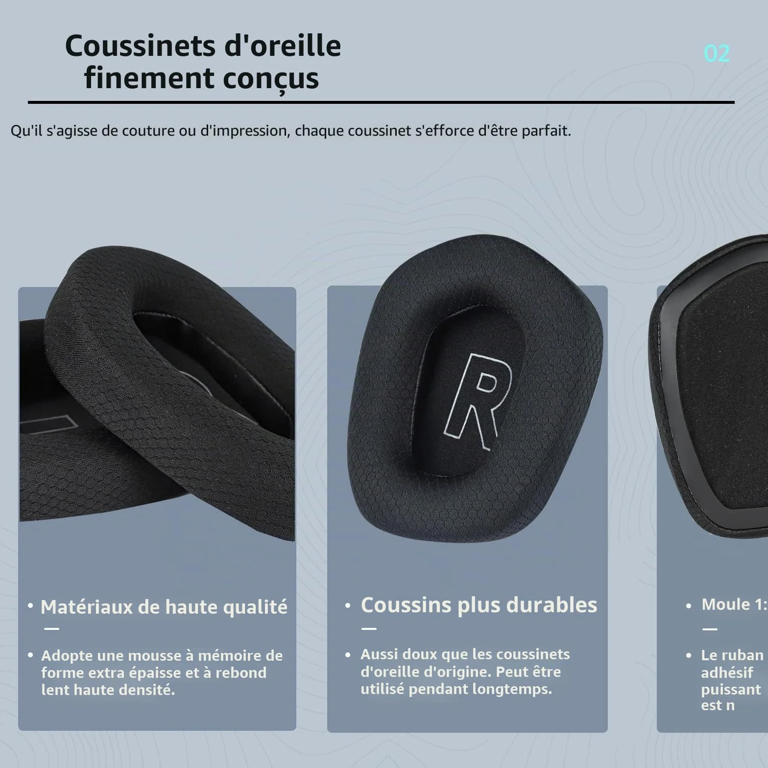 Logi Tech G733 G335 Coussinets Oreillettes Remplacement Gaming Noir