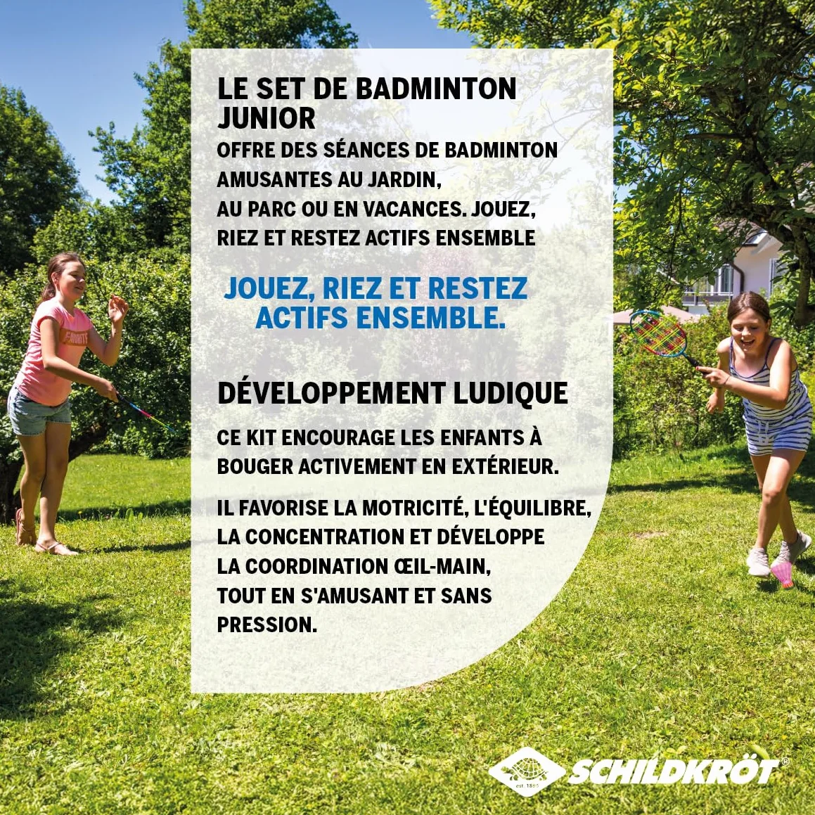 Schildkröt Set de Badminton Junior 2 Raquettes 45,5 cm 2 Volants Housse