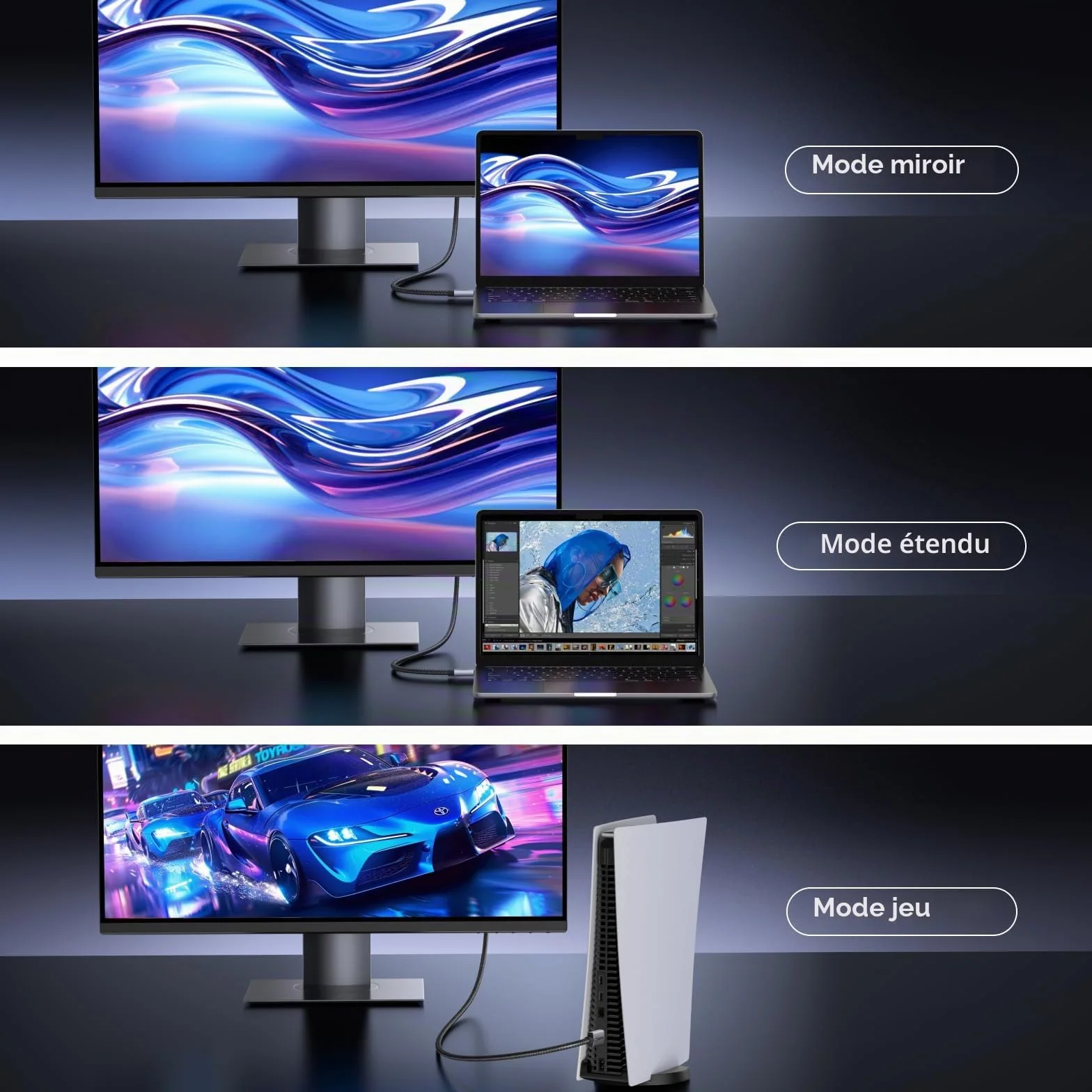 UGREEN 16K Câble HDMI 2.2 16K 60Hz 12K 8K 240Hz 96Gbps Ultra Haute Vitesse Cordon HDMI Aluminium LIP DynamicHDR Dolby Atmos HDCP Nylon Tressé Compatible avec PS5 4 Xbox MacBook Pro Blu Ray HDTV 2M