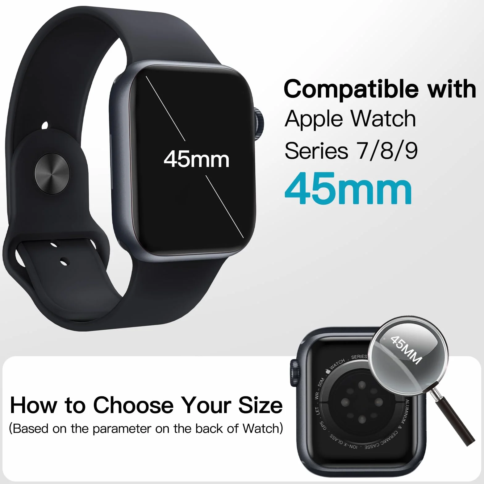 JETech Coque Étanche avec Protection D'écran pour Apple Watch Series 9 8 7 45mm, Film en Verre Trempé Intégré, Étui Housse de Protecteur Complète en PC Dur, Lot de 2 (Noir)