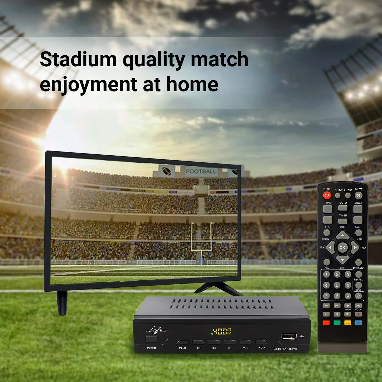 Décodeur TNT LEYF PA-2211 Full HD 1080p DVB-T2 Tuner TV HD avec câble HD