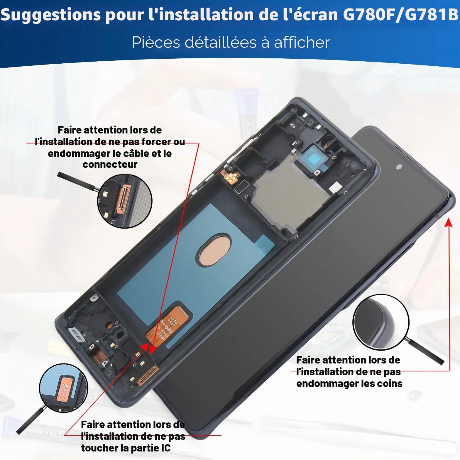 Écran pour Samsung Galaxy S20 FE 4G/5G Ecran Tactile LCD Remplacement pour Samsung S20 FE 5G Ecran Complet Assemblé Digitizer avec Outils de Réparation（Noir avec Cadre
