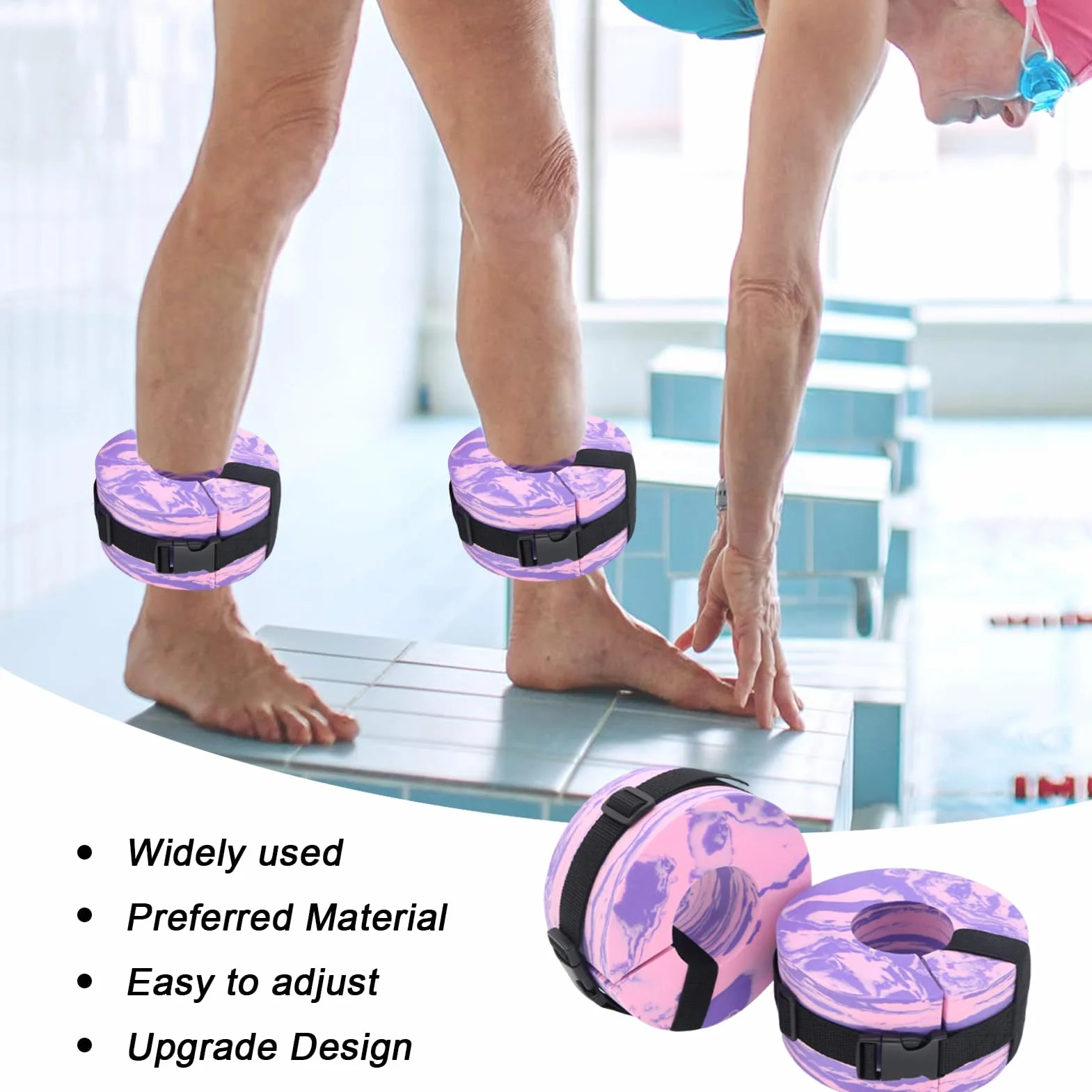 Haltères de cheville d'eau - Poids de piscine portable pour entraînement physique et aérobic aquatique