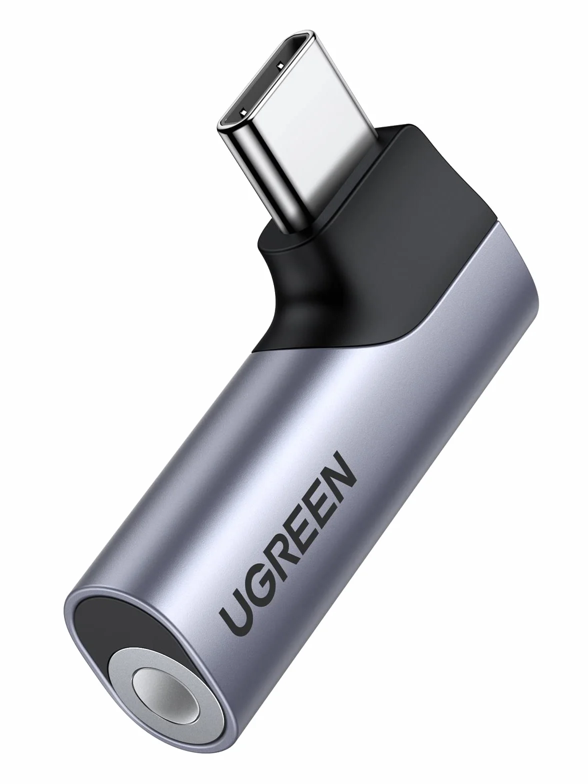 UGREEN Adaptateur USB C vers Jack 3.5mm Micro TRRS Coudé 90° Compatible iPhone 17 Pro Max Air 16 MacBook iPad Pro Air Galaxy S25 S24 Ultra Pixel 9 Audio DAC Gris