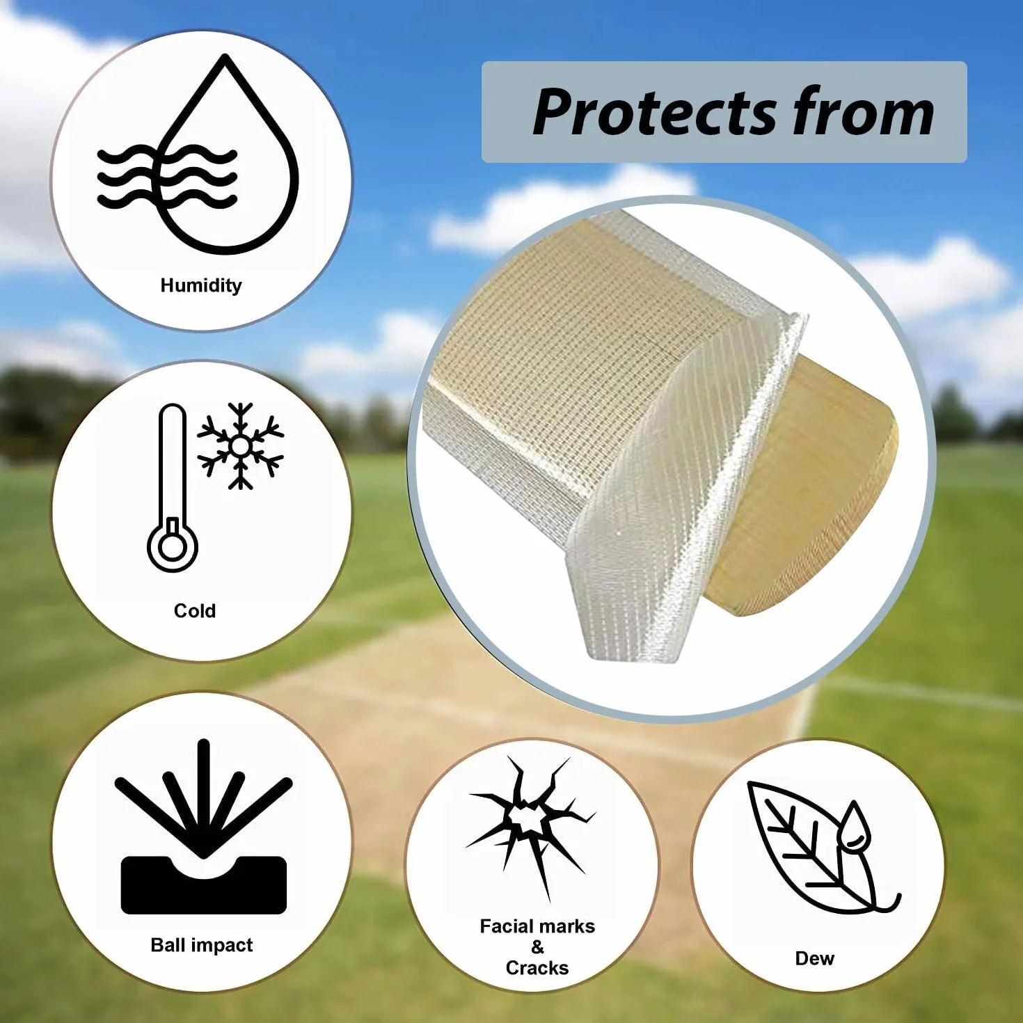 Lot de 2 feuilles transparentes anti-éraflures pour batte de cricket - Protection