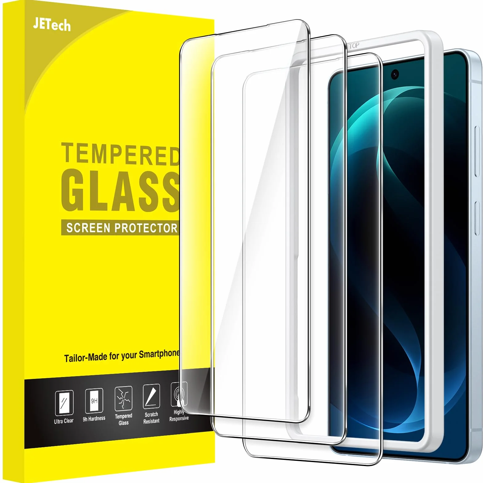 JETech Protection D'écran pour Samsung Galaxy S26, Film en Verre Trempé 9H avec Outil d'Installation Facile, Compatible Empreinte Digitale ID, HD Transparent, Lot de 3