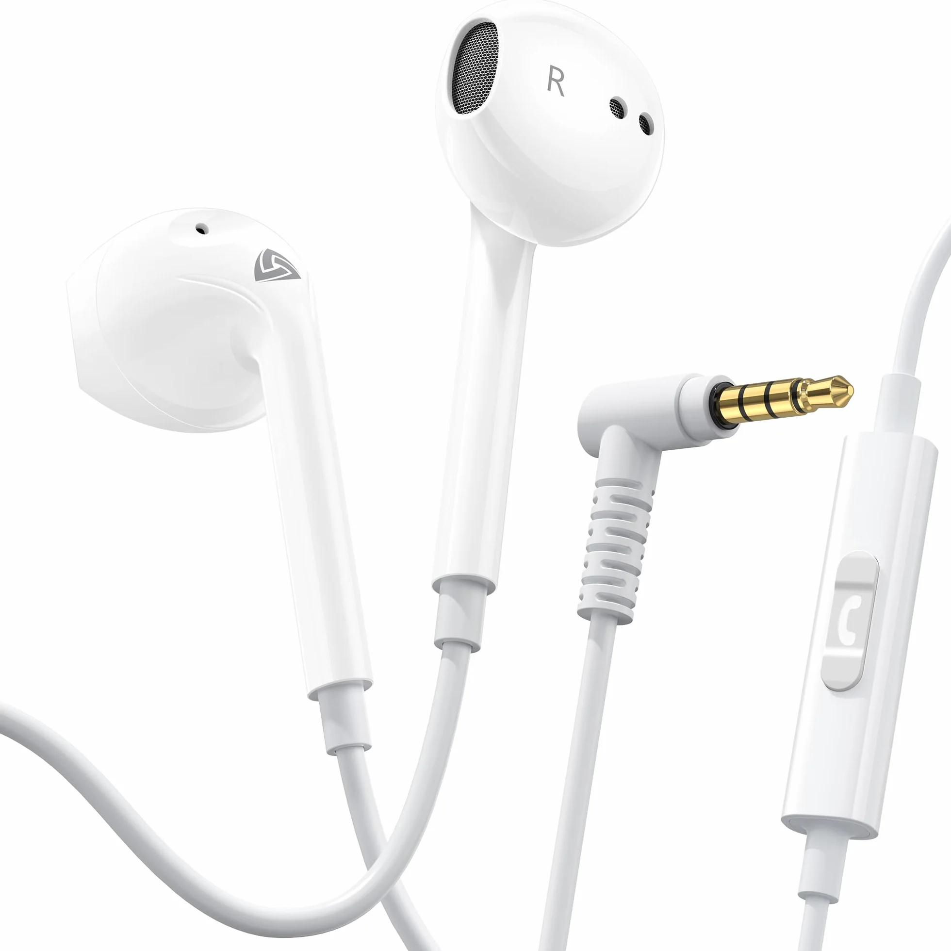 LUDOS Zenith Écouteurs, Garantie 5 Ans, Écouteur Intra-Auriculaires Filaires, Casque avec Microphone, Compatible avec Tablettes et Ordinateurs Portables Samsung, Huawei, iPhone, MP3 Players - Blanc