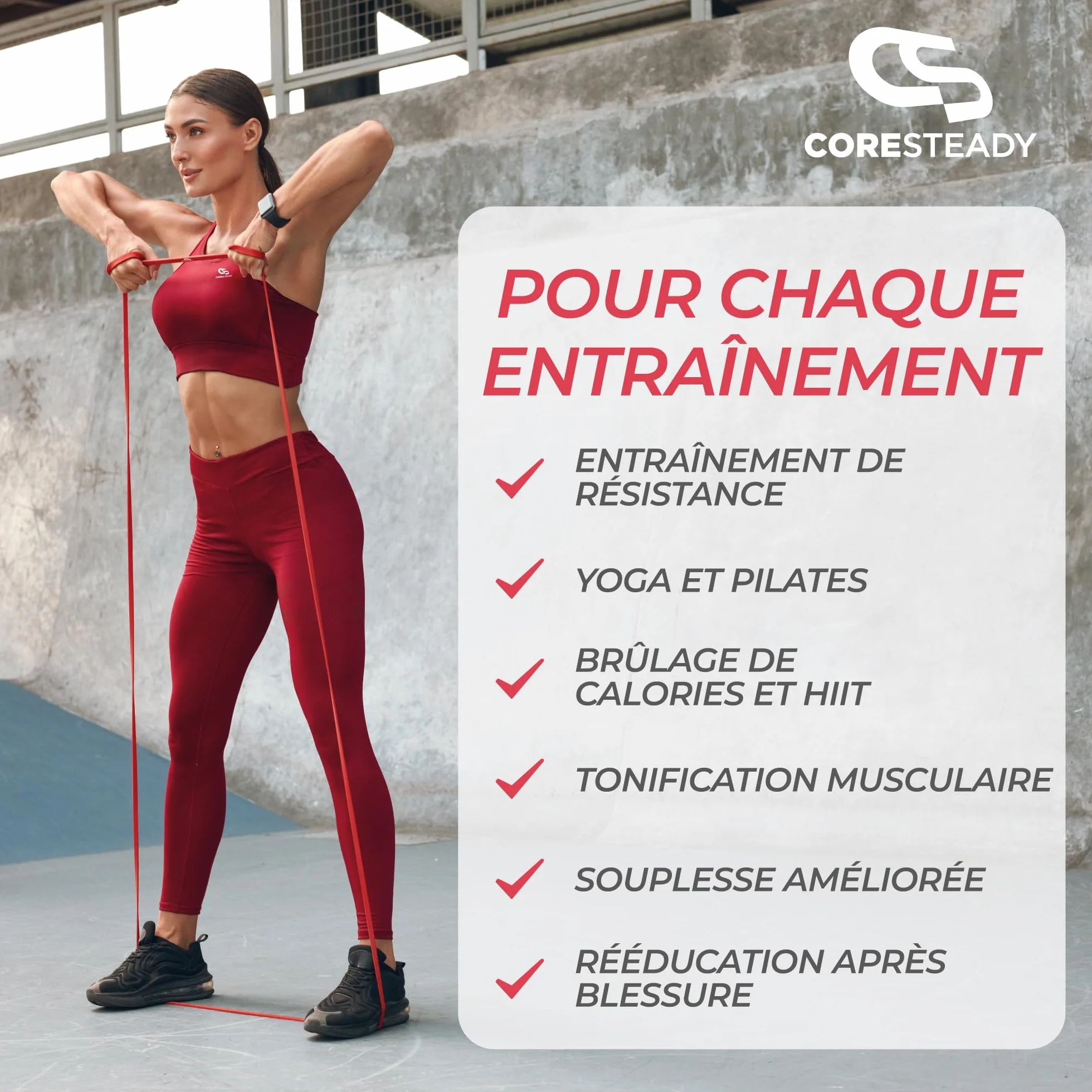 Coresteady Bande Élastique Traction Assistée pour Powerlifting, Yoga, Mobilité