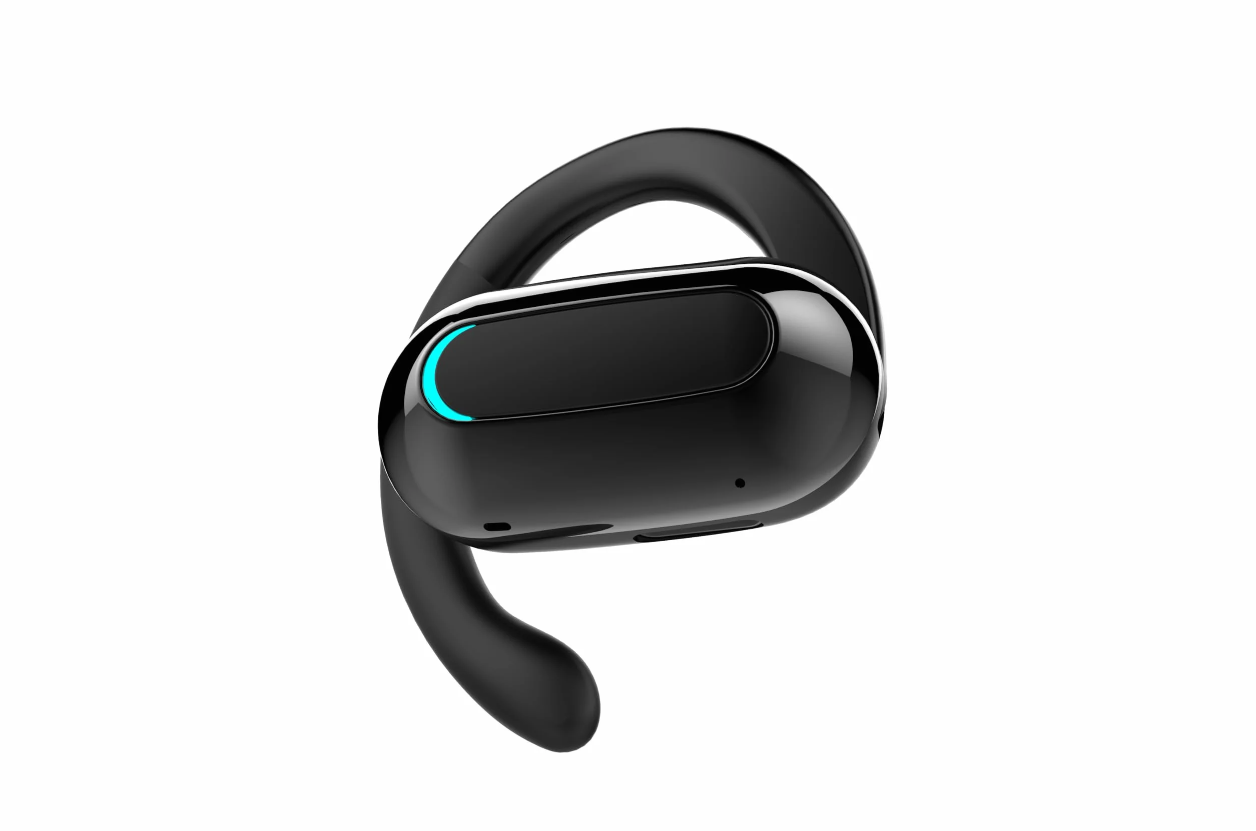 Clip Oreillette Bluetooth 5.2 sans Fil - 75 mAh, 15H Écoute, Recharge USB-C, Clip Oreille Ouvert, Confortable, Idéale Télétravail & Sport. (Noir)