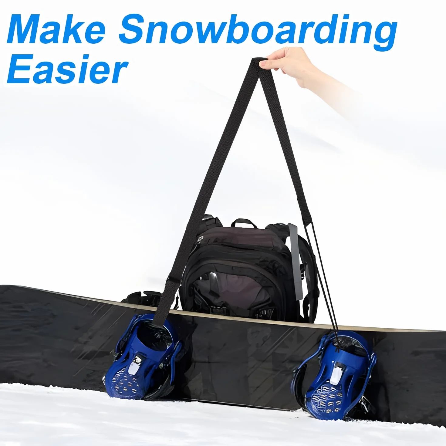 PEUTIER Laisses de Snowboard Réglables Sangle Fixation Snowboard Leash Noir