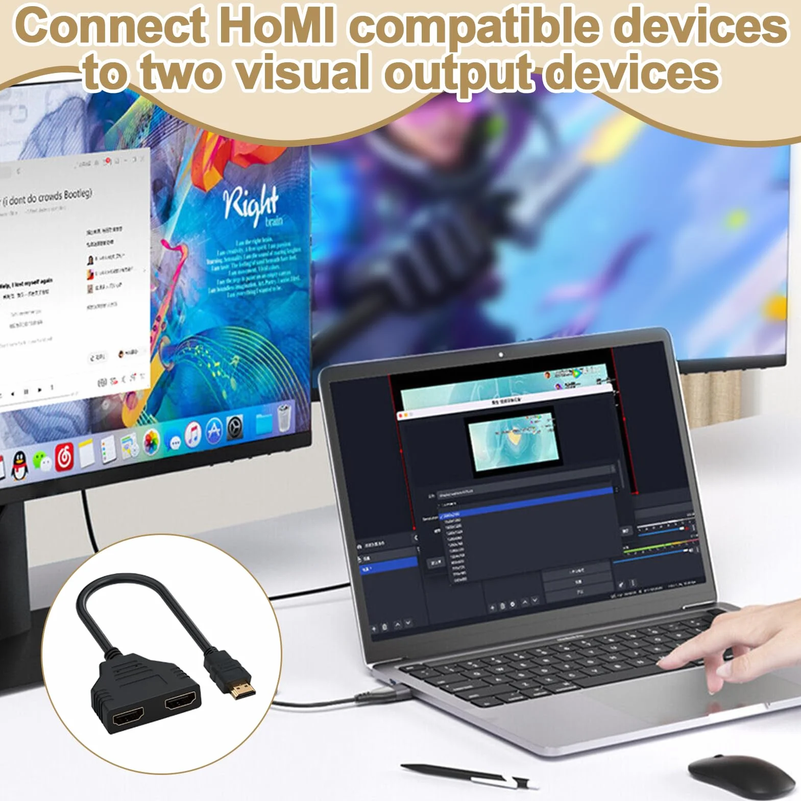 Répartiteur HDM1 2 Sorties Mâle vers Femelle Commutateur 1080P pour HDTV